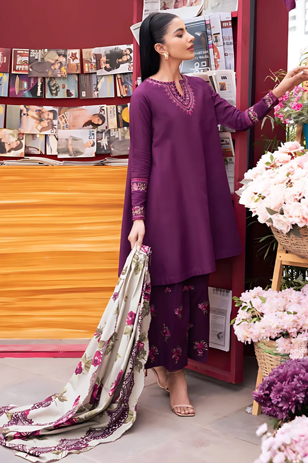 Asling 3PC Embroidered Dhanak Suit - image 3