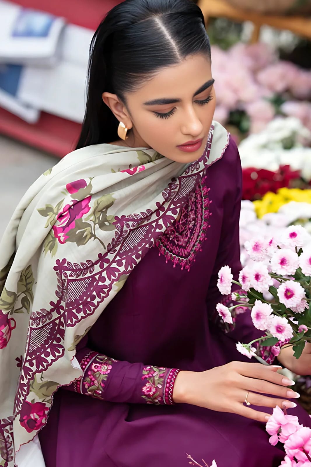 Asling 3PC Embroidered Dhanak Suit - image 5