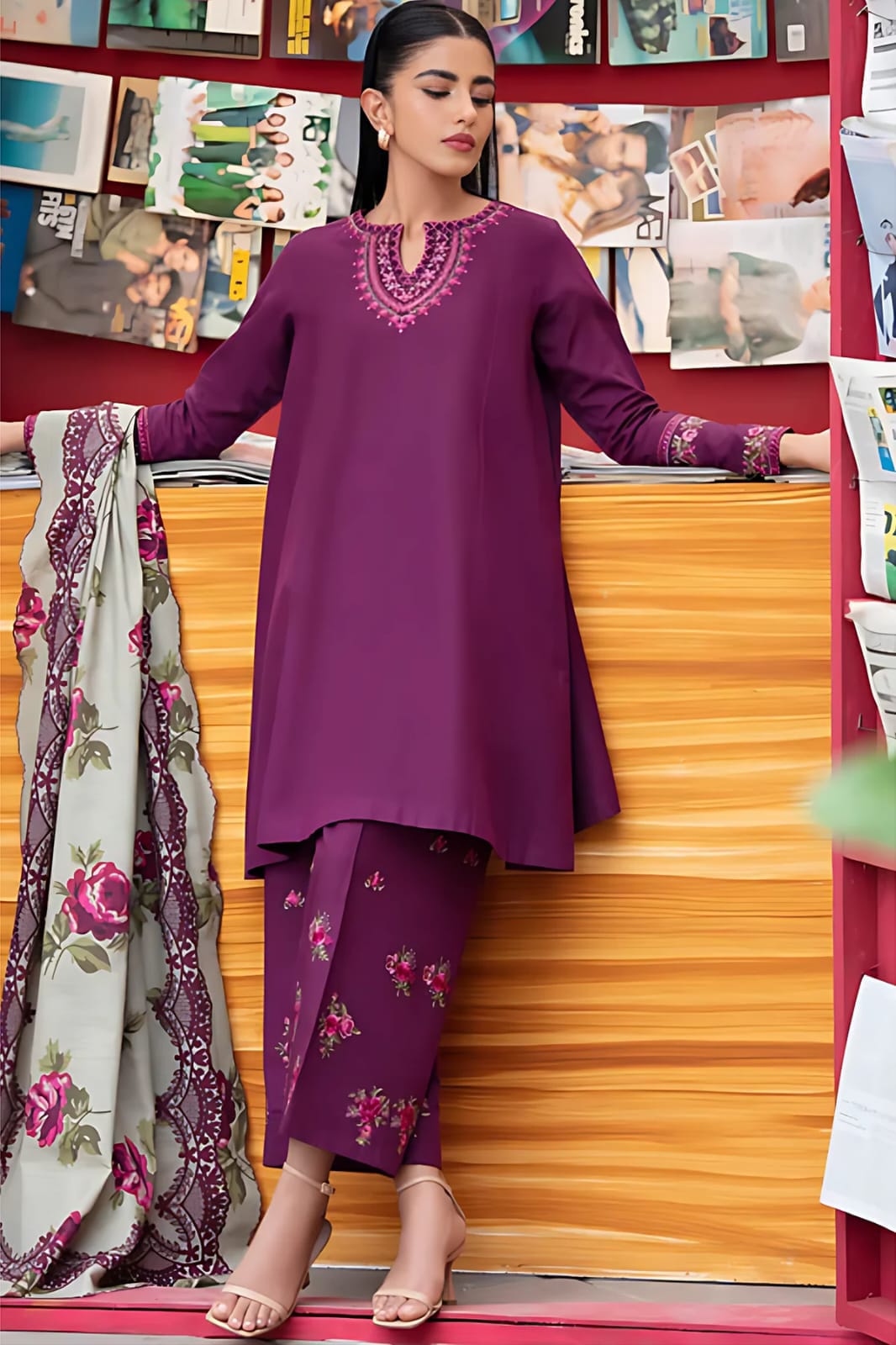Asling 3PC Embroidered Dhanak Suit - image 6