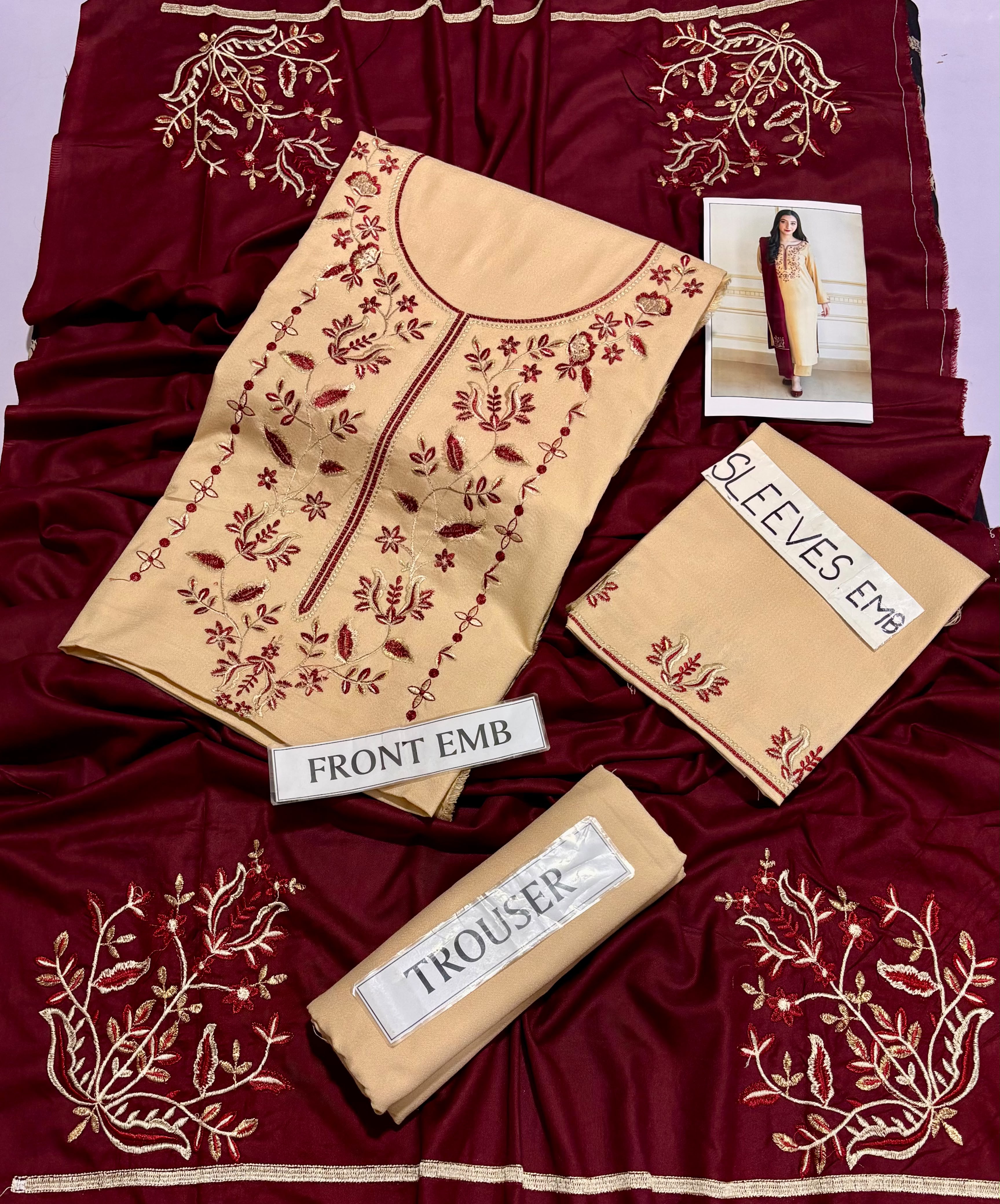 Asling 3PC Embroidered Dhanak Suit - image 12