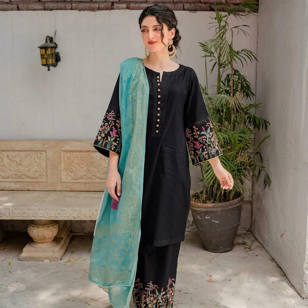 Asling 3PC Embroidered Dhanak Suit - image 13
