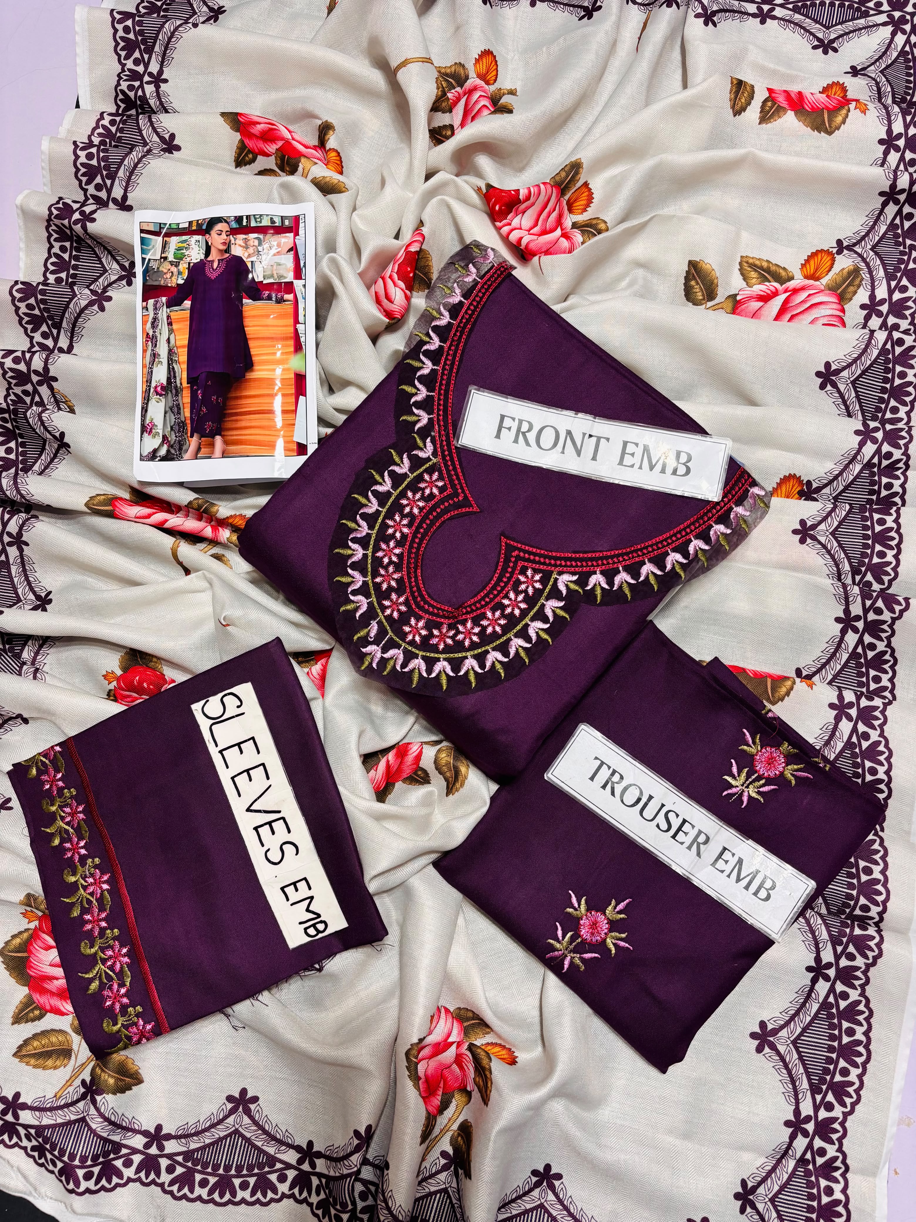 Asling 3PC Embroidered Dhanak Suit - image 15