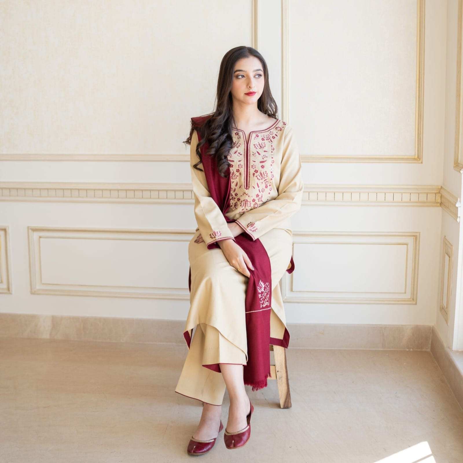 Asling 3PC Embroidered Dhanak Suit - image 16