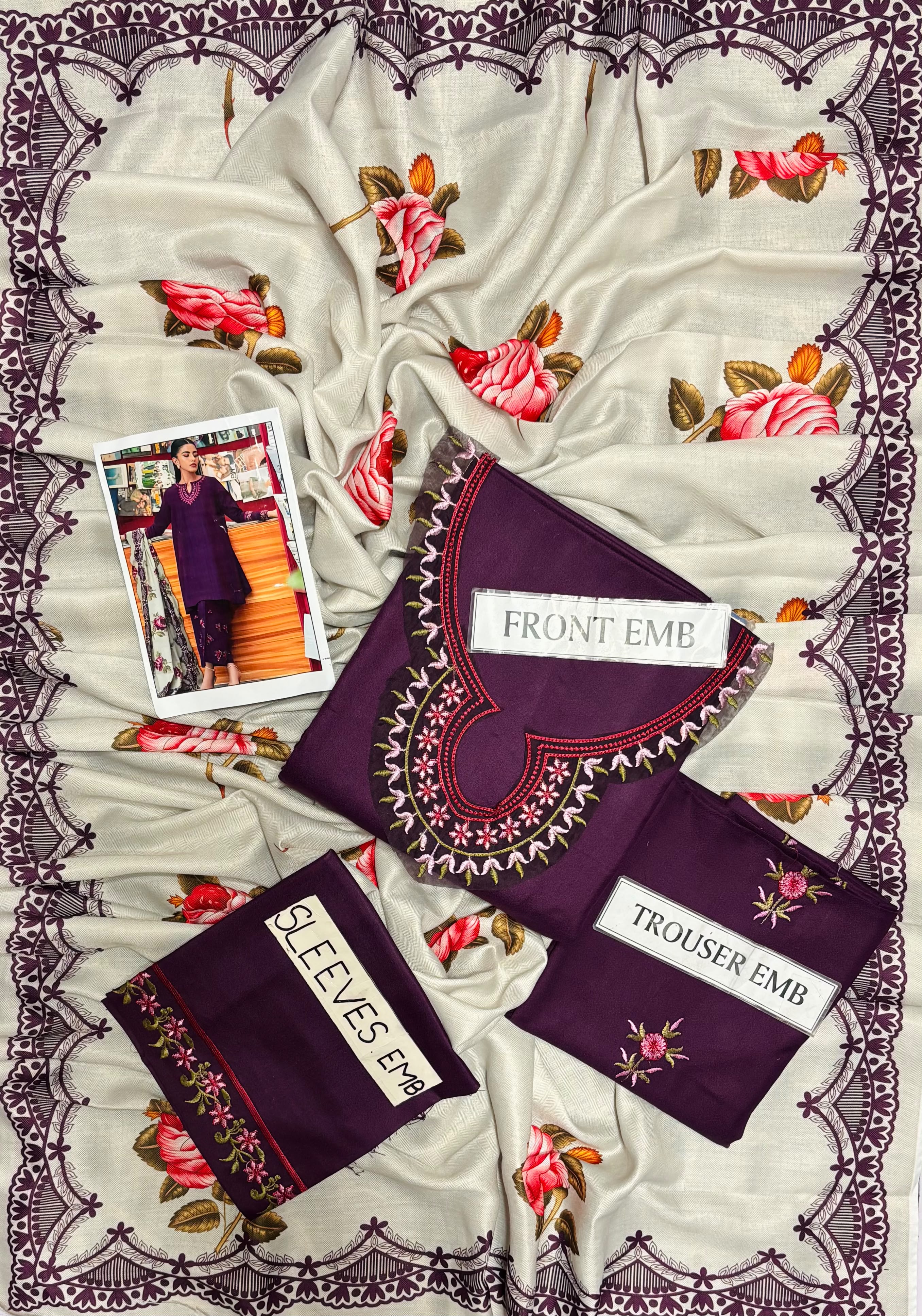 Asling 3PC Embroidered Dhanak Suit - image 17