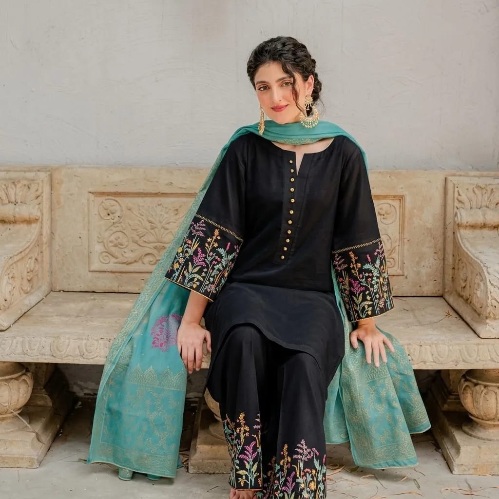 Asling 3PC Embroidered Dhanak Suit - image 19