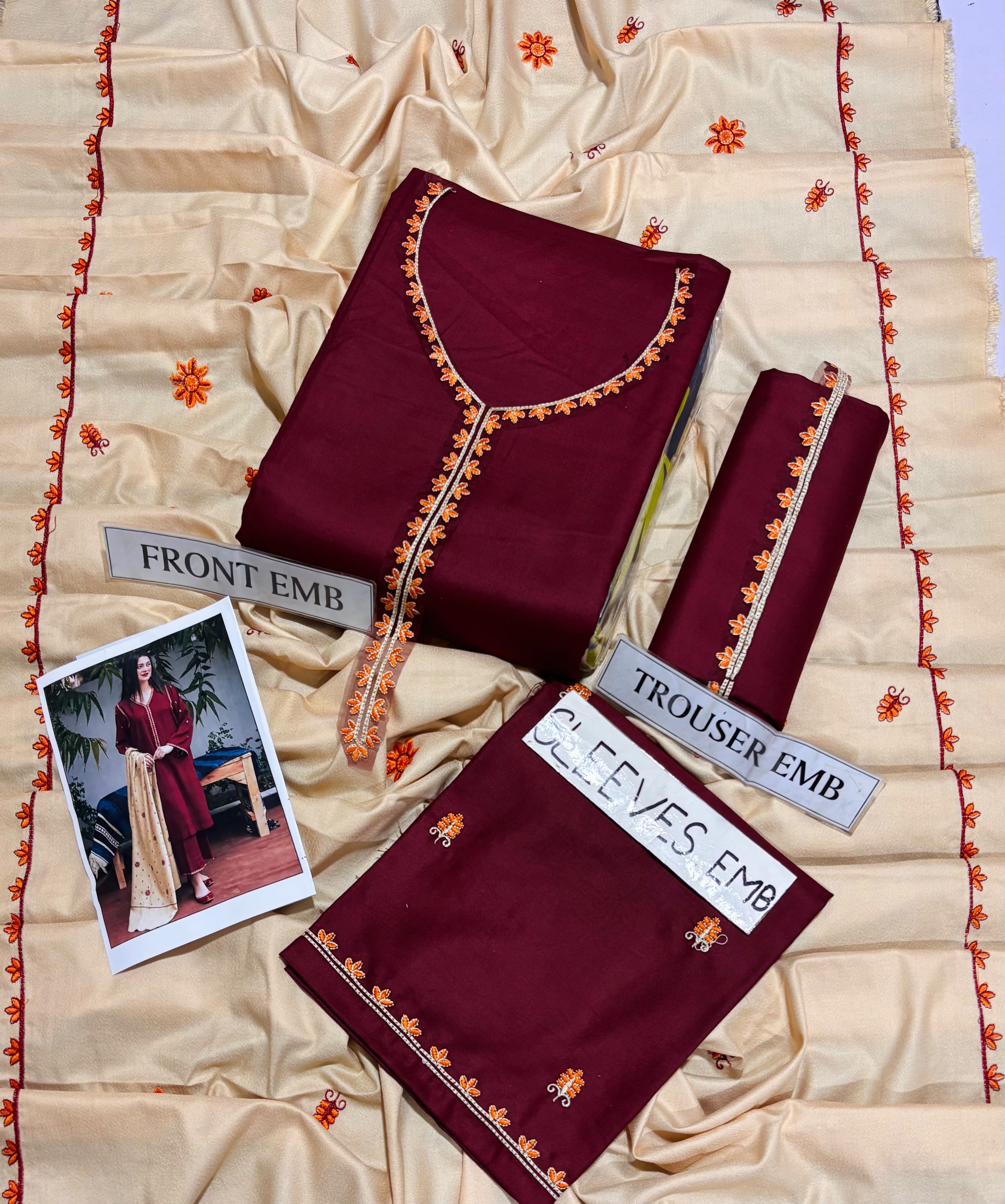 Asling 3PC Embroidered Dhanak Suit - image 20