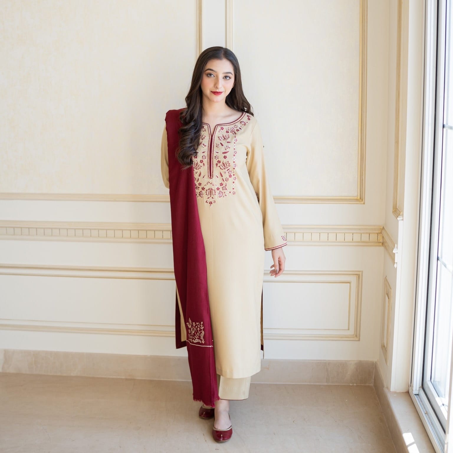 Asling 3PC Embroidered Dhanak Suit - image 21