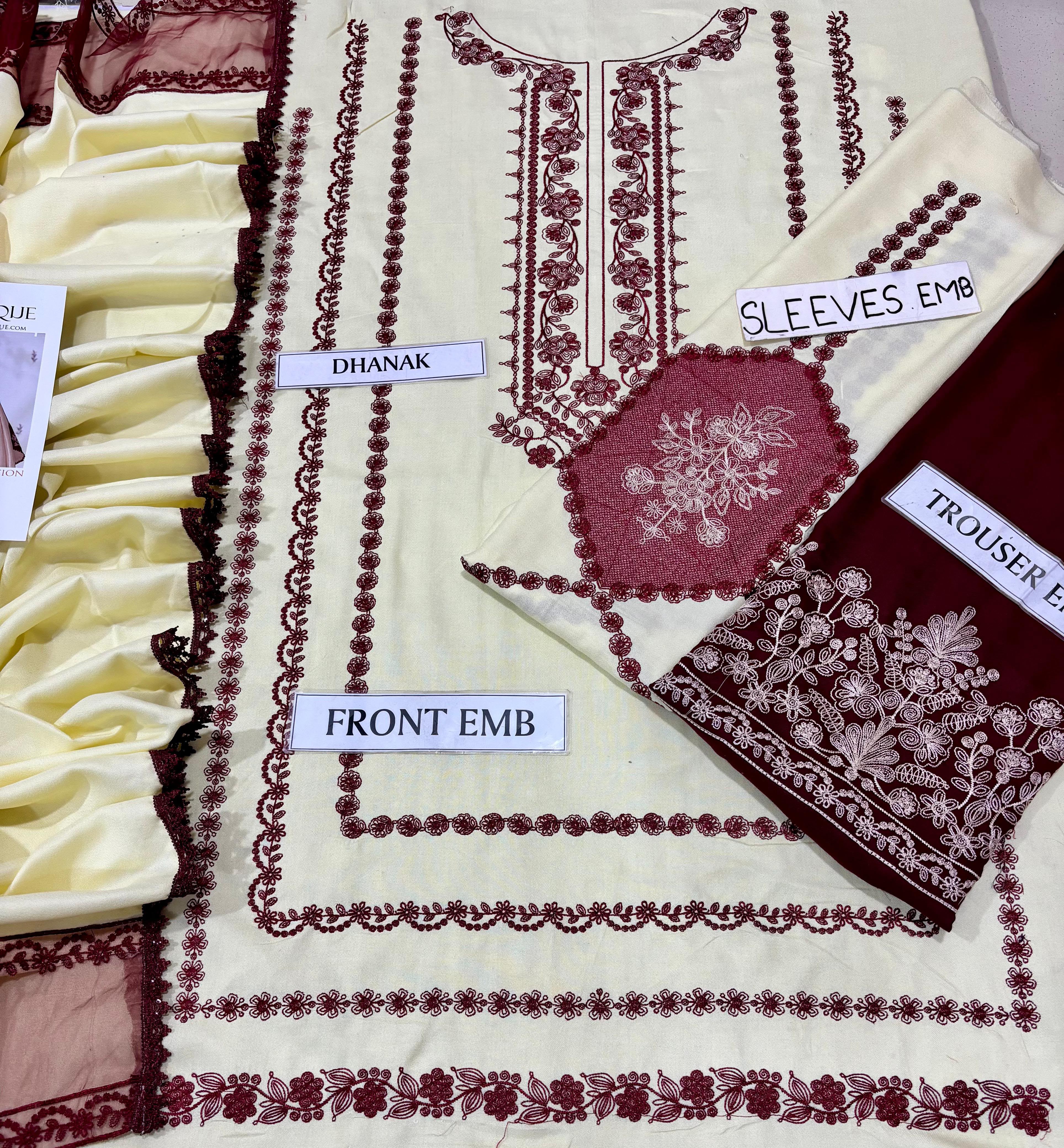 Baroque NF 3020 3PC Heavy Embroidered Dhanak Suit - image 4