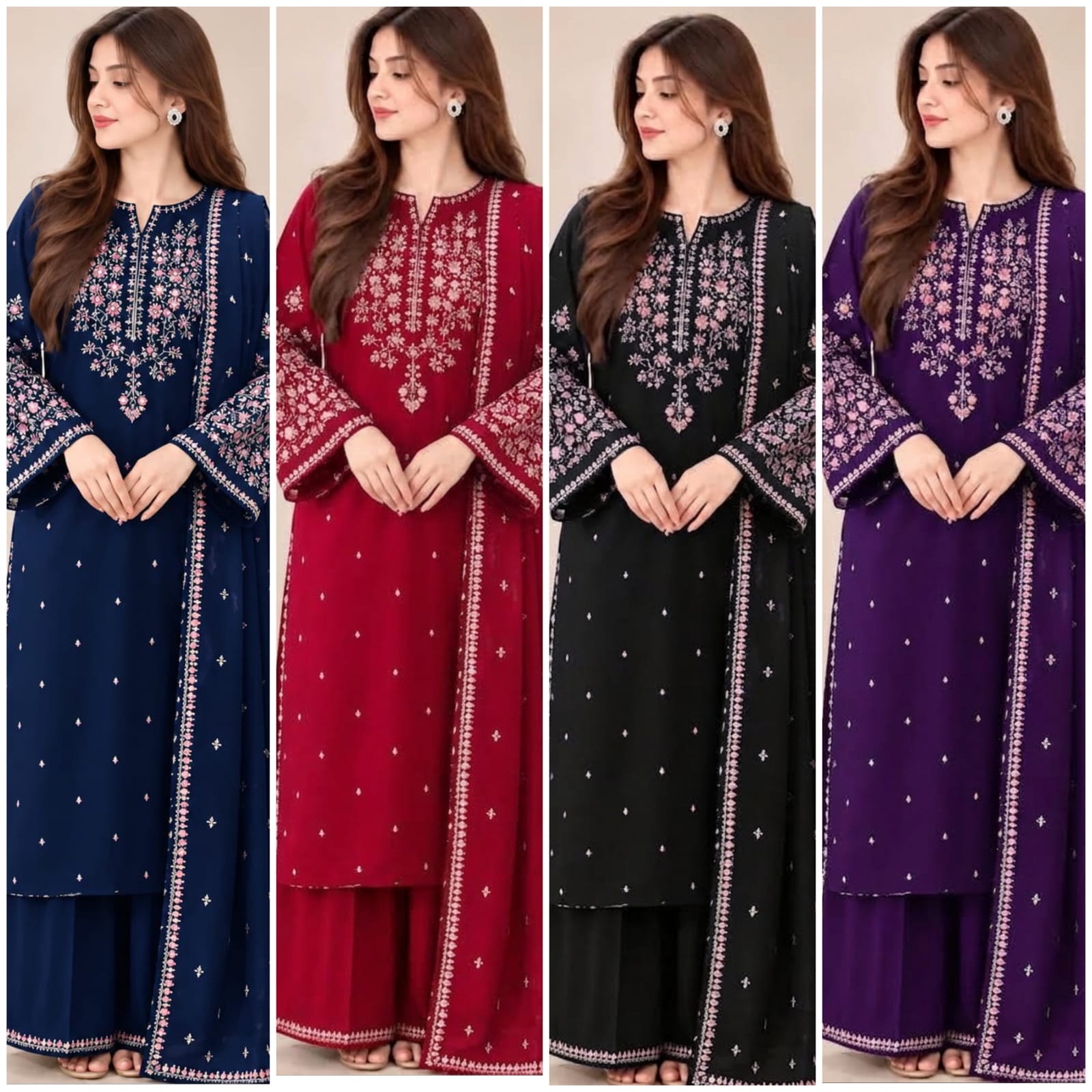 Batik A-82 3PC Embroidered Dhanak Suit - image 5