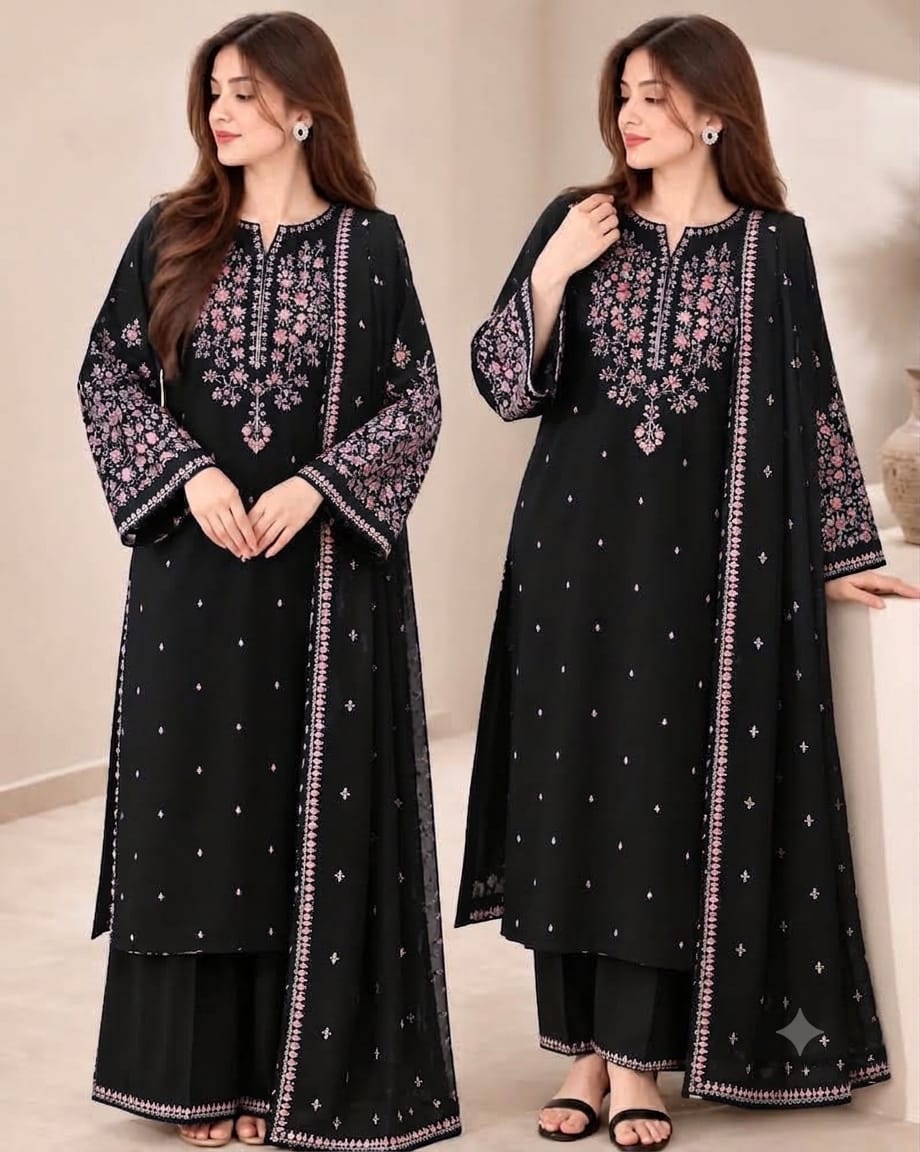 Batik A-82 3PC Embroidered Dhanak Suit - image 10