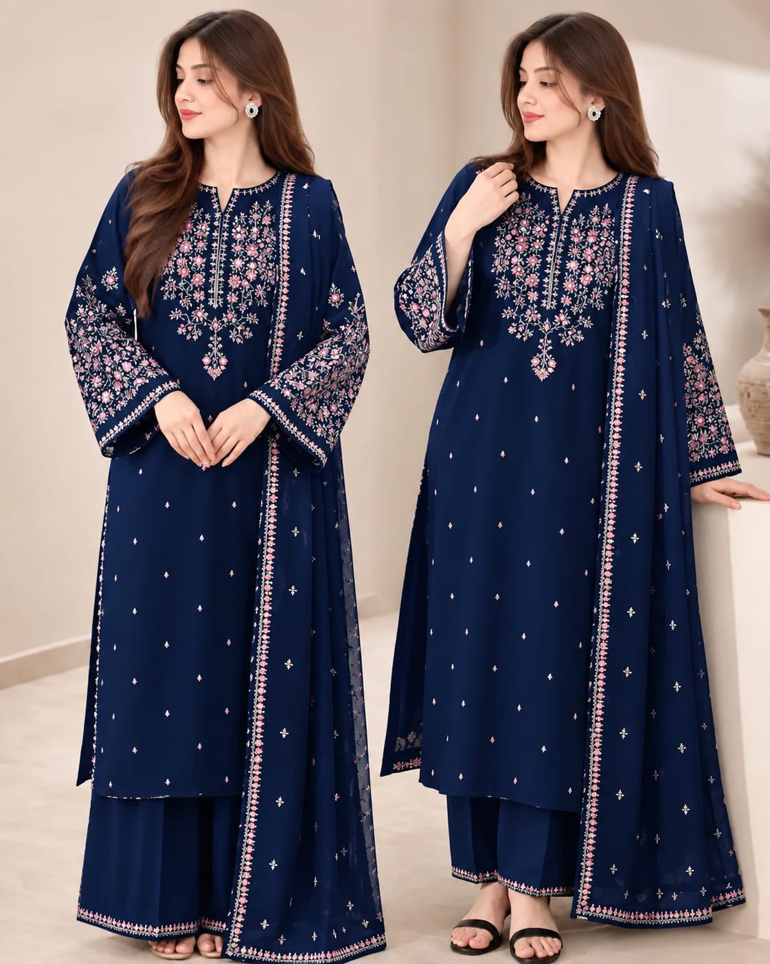 Batik A-82 3PC Embroidered Dhanak Suit - image 18