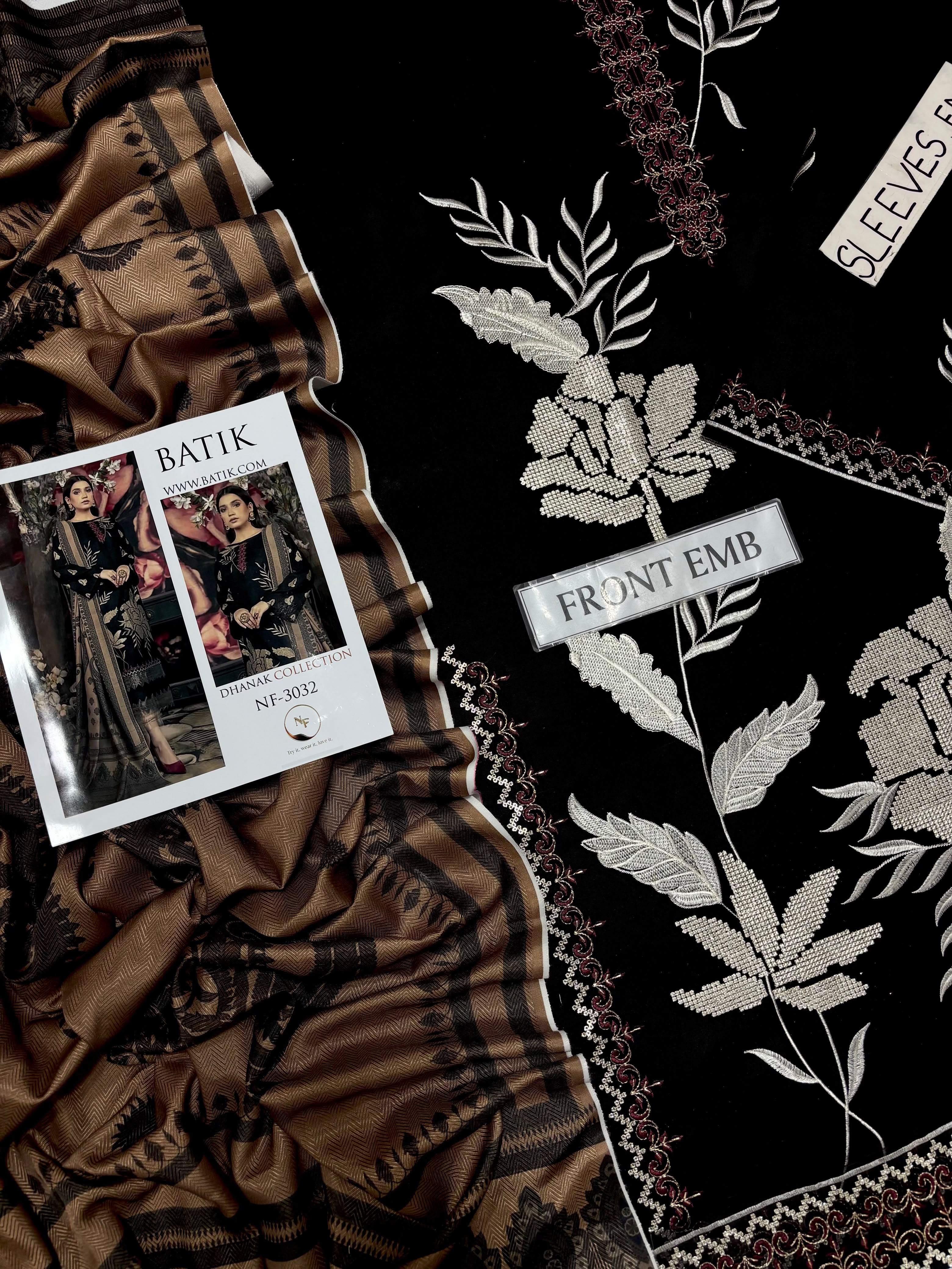 Batik NF 3032 3PC Heavy Embroidered Dhanak Suit - image 3