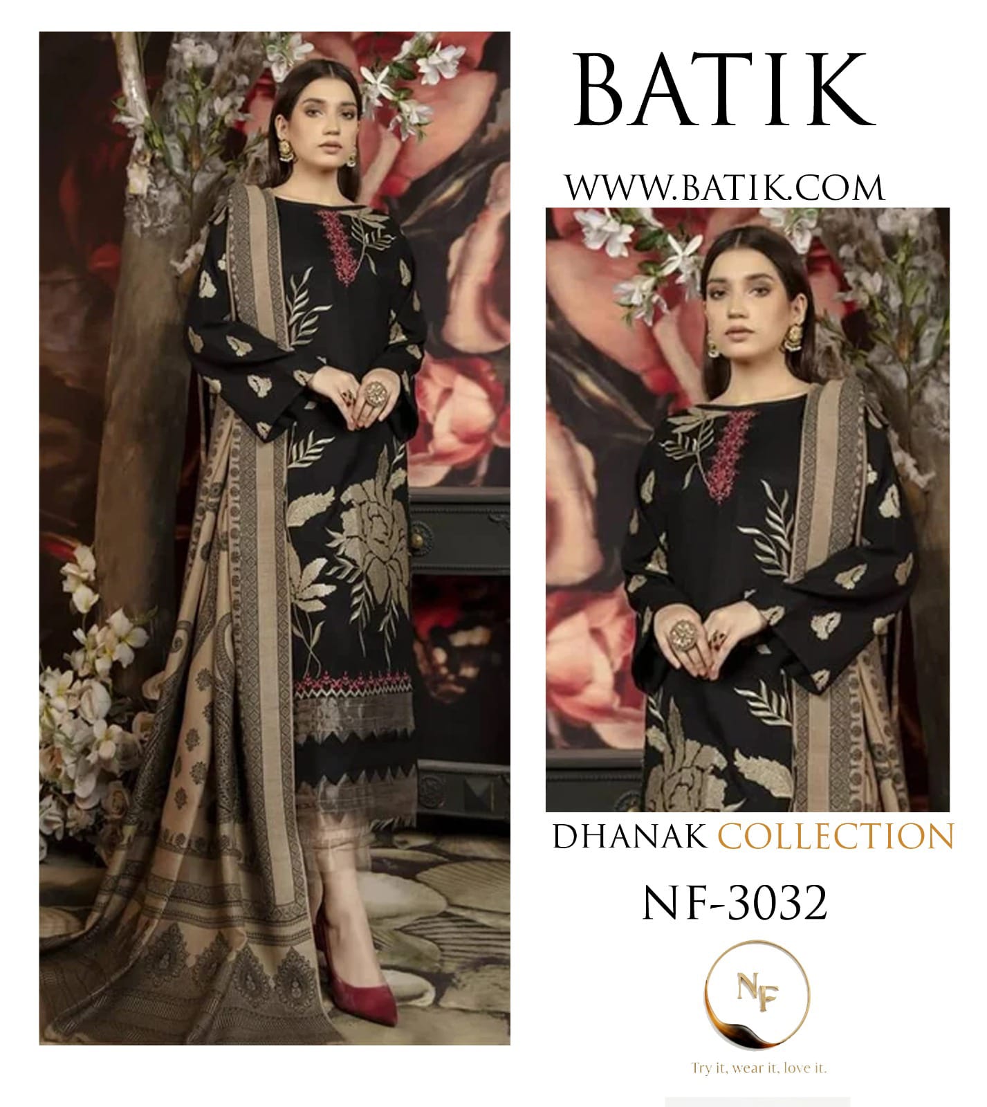 Batik NF 3032 3PC Heavy Embroidered Dhanak Suit - image 5