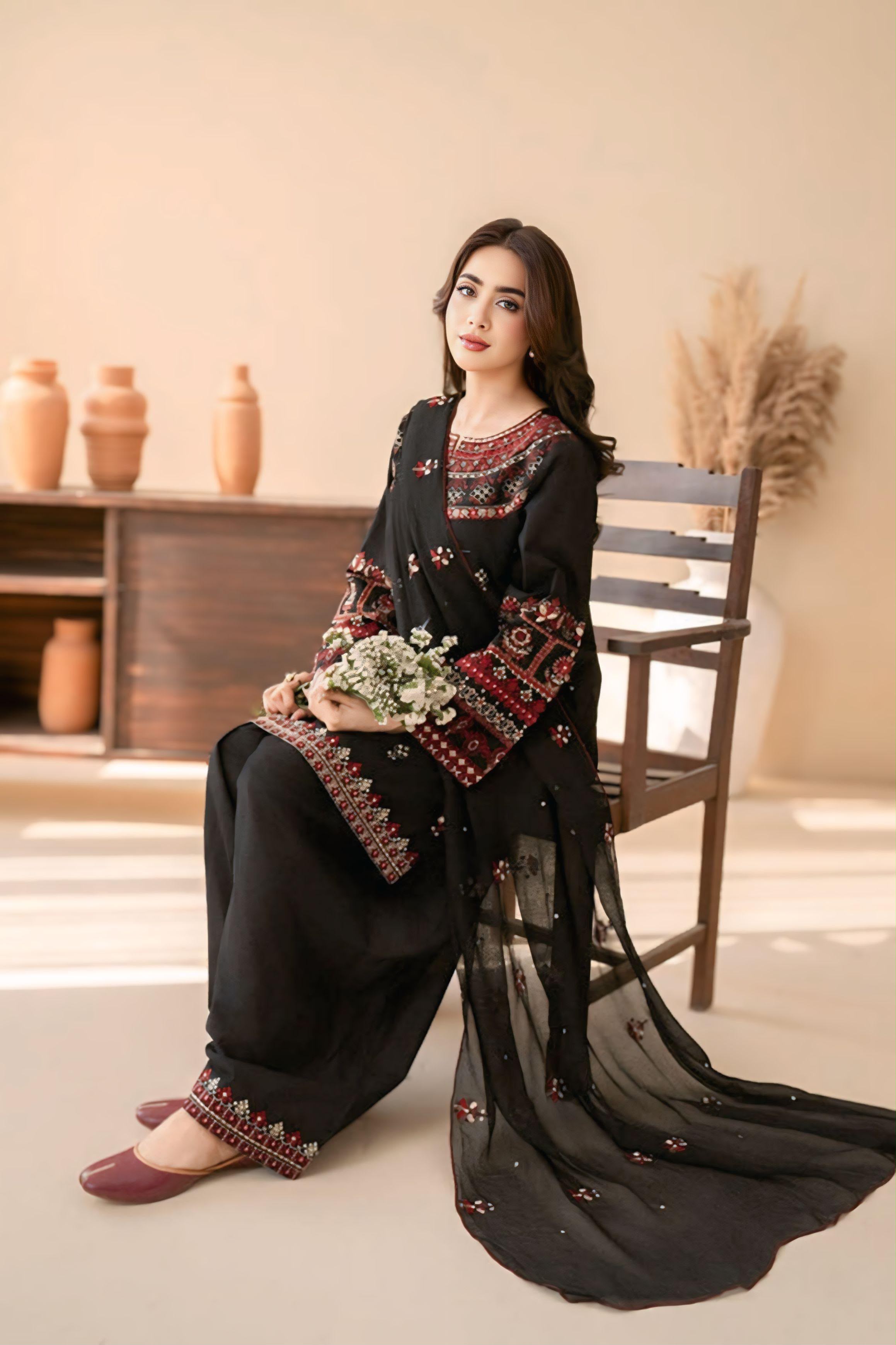 Batik NF 3032 3PC Embroidered Dhanak Suit - image 3