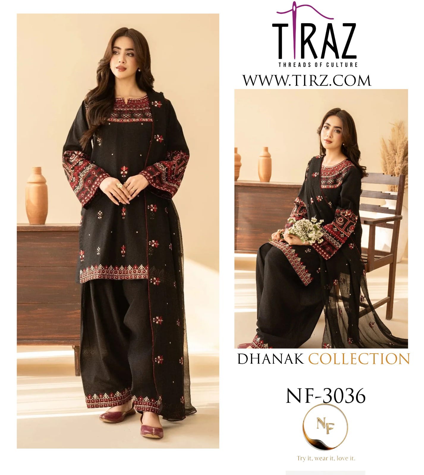 Batik NF 3032 3PC Embroidered Dhanak Suit - image 7