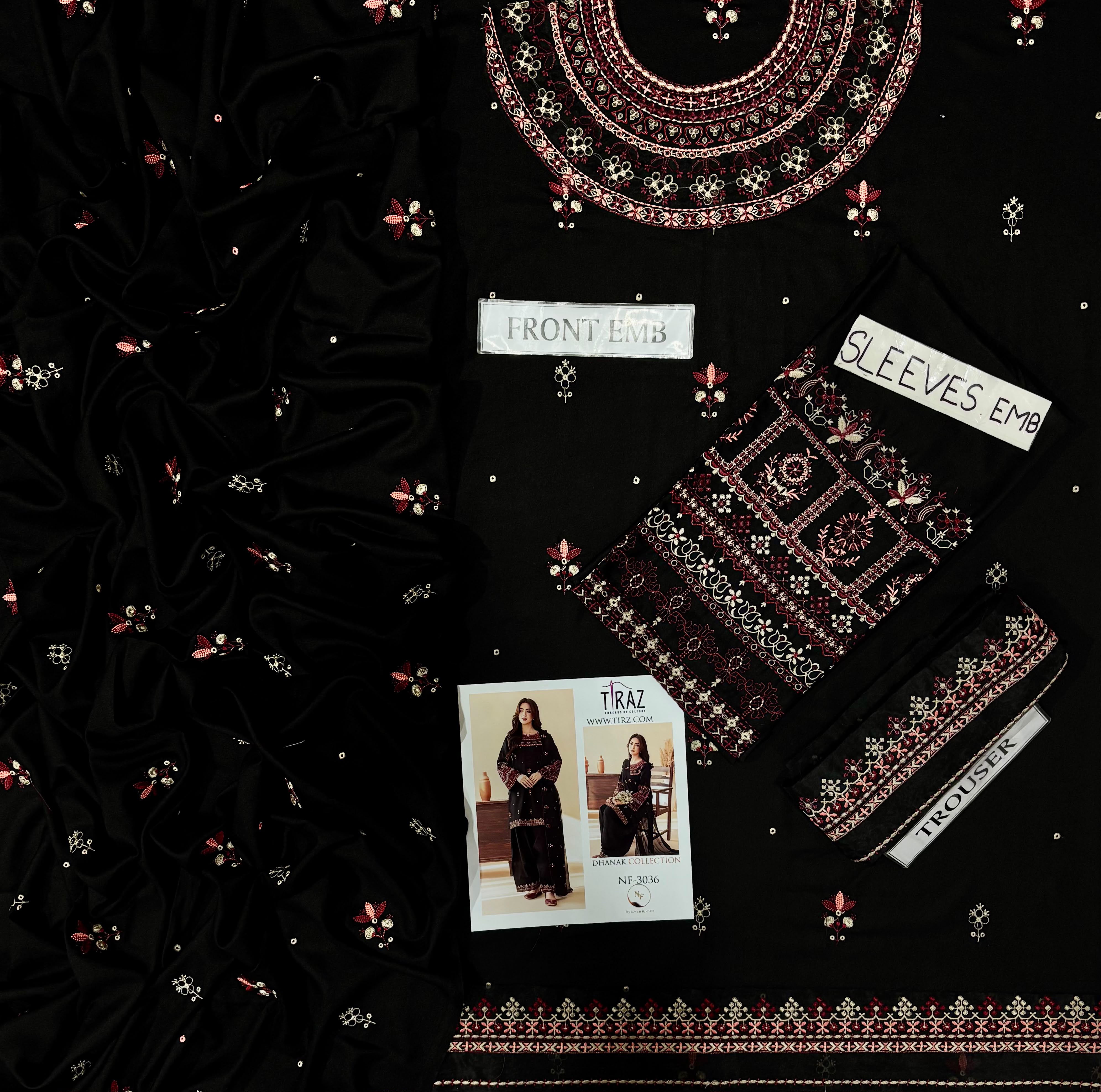 Batik NF 3032 3PC Embroidered Dhanak Suit - image 8