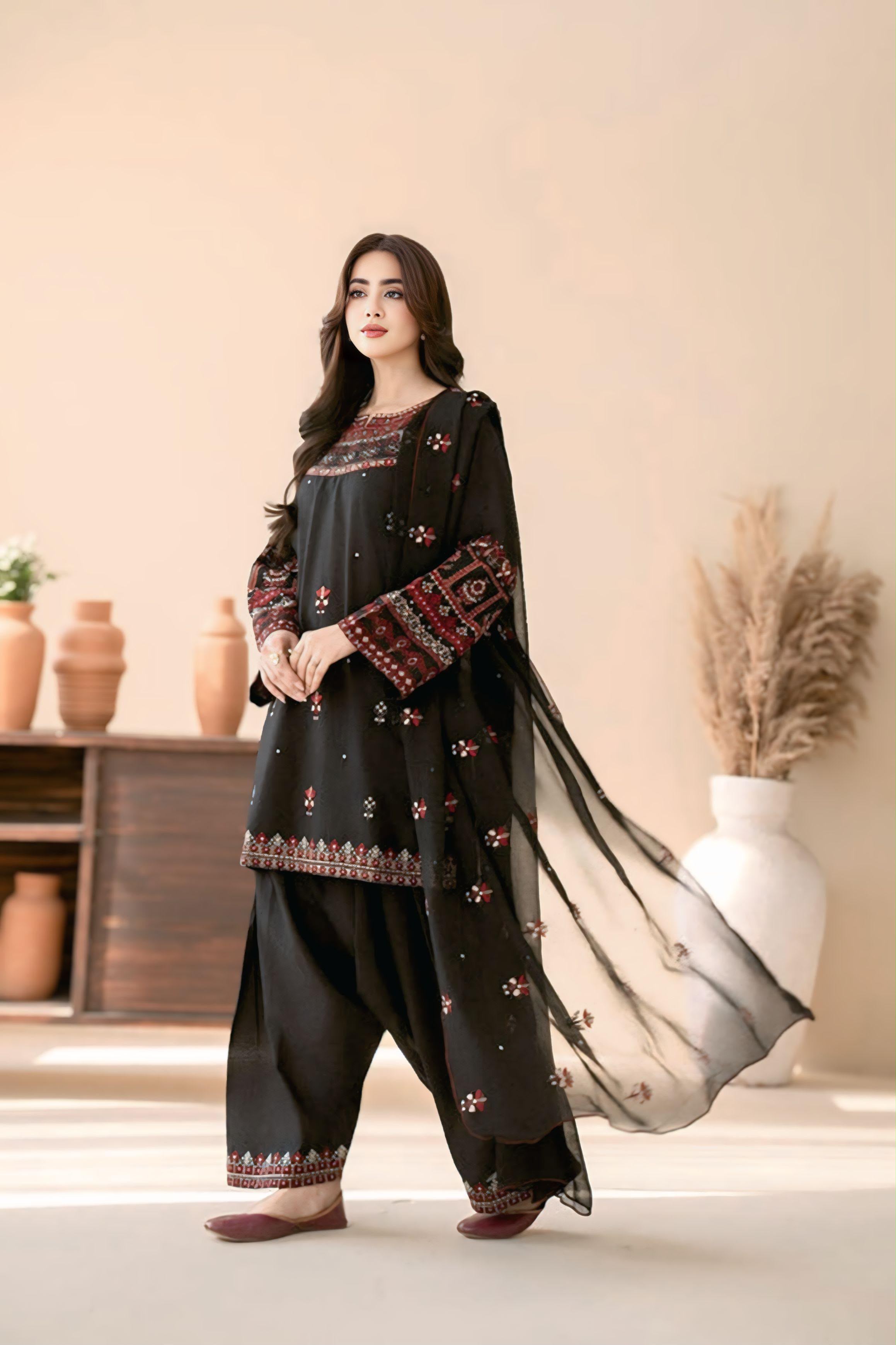 Batik NF 3032 3PC Embroidered Dhanak Suit - image 9