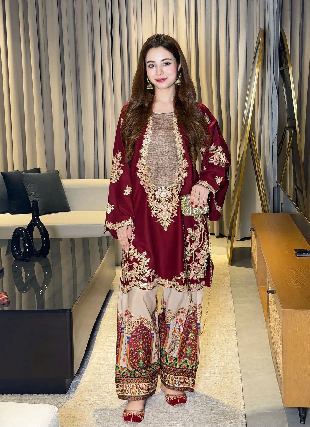 Ethnic Wear D435 Premium 2-Piece Silk Suit - image 4