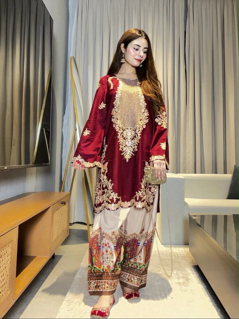 Ethnic Wear D435 Premium 2-Piece Silk Suit - image 14