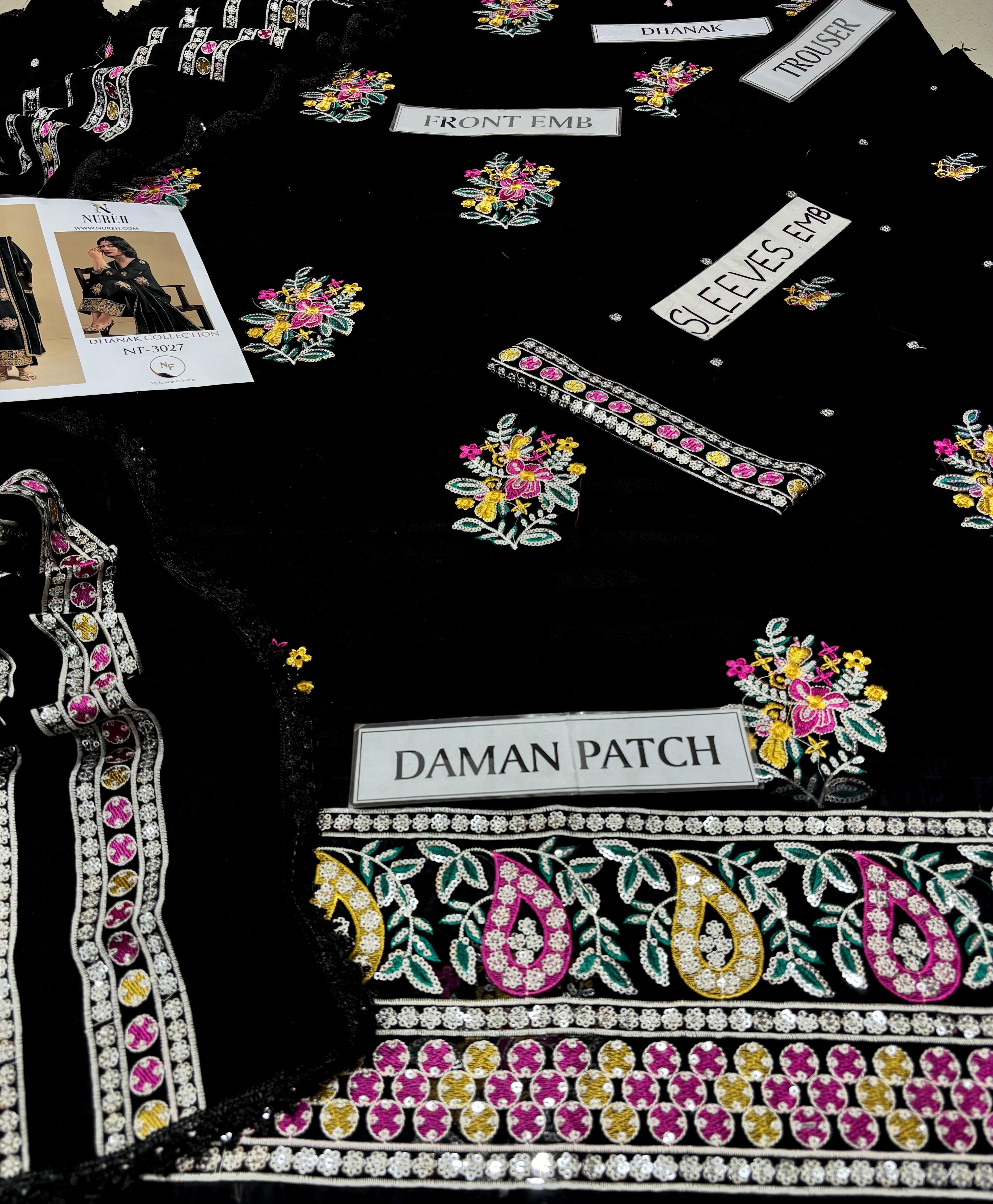 Nureh NF 3027 3PC Heavy Embroidered Dhanak Suit - image 4