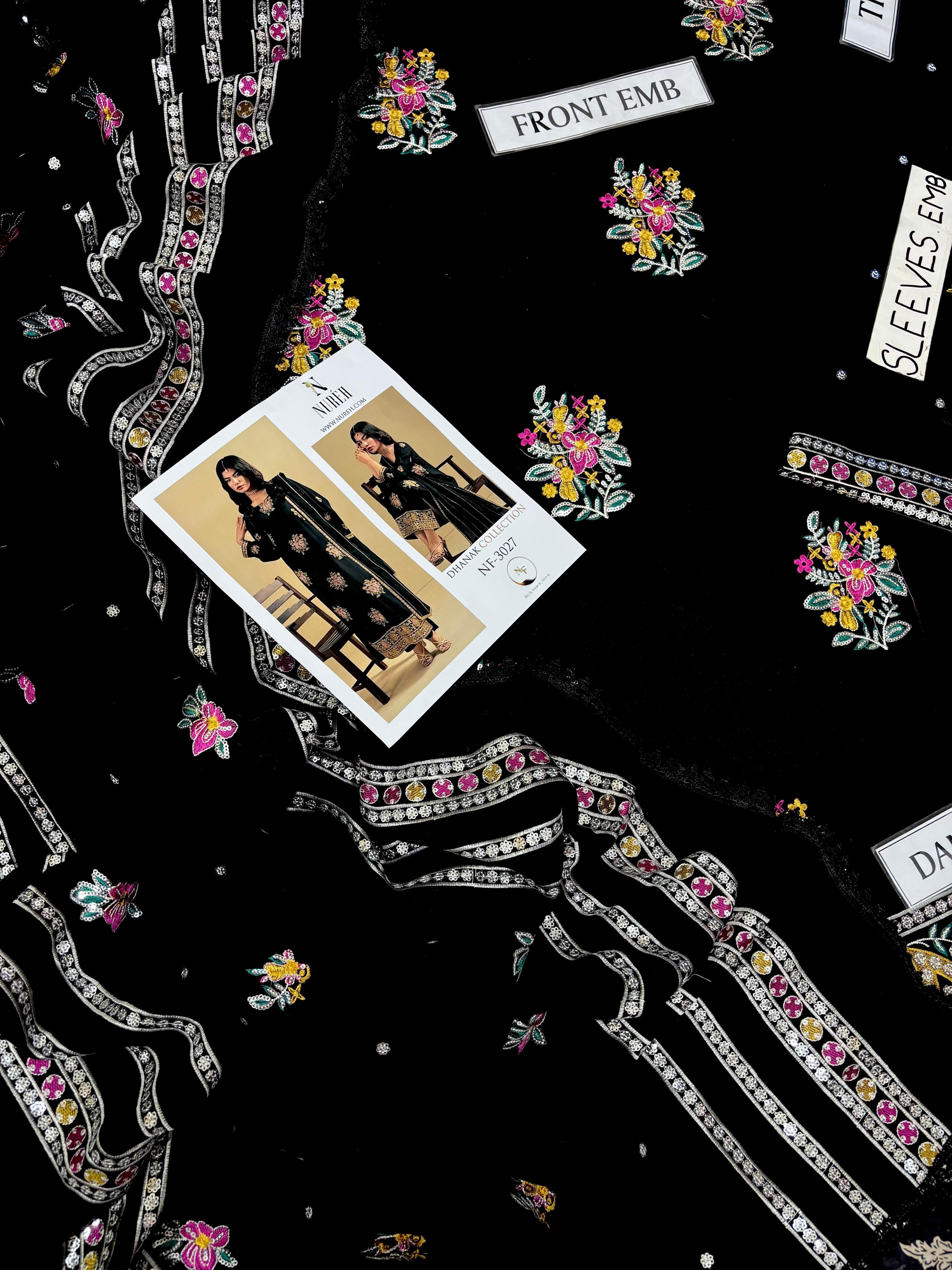 Nureh NF 3027 3PC Heavy Embroidered Dhanak Suit - image 8