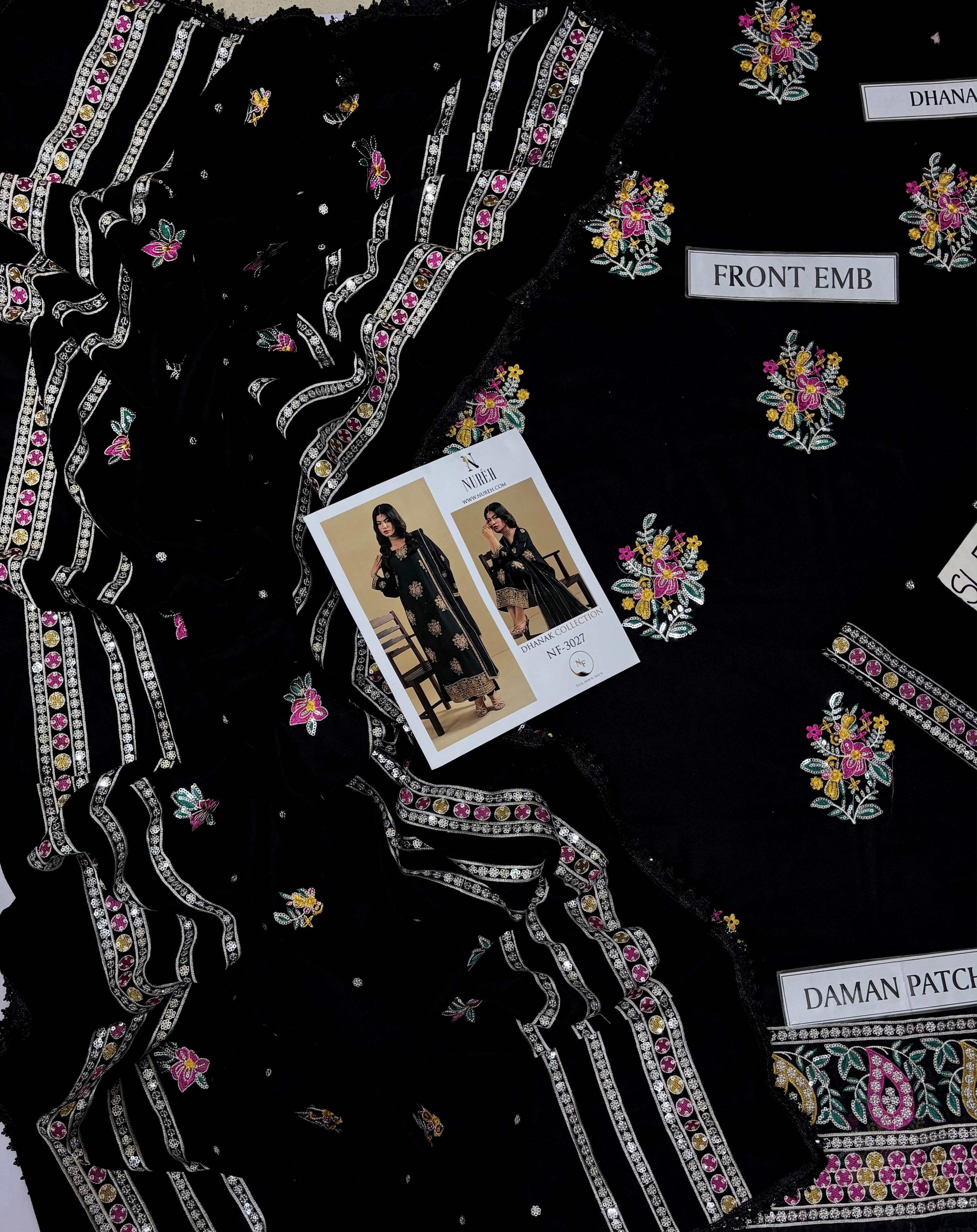 Nureh NF 3027 3PC Heavy Embroidered Dhanak Suit - image 10