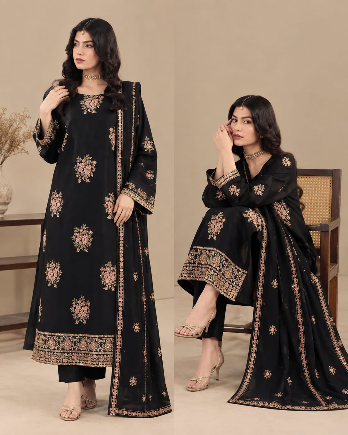 Nureh NF 3027 3PC Heavy Embroidered Dhanak Suit - image 11