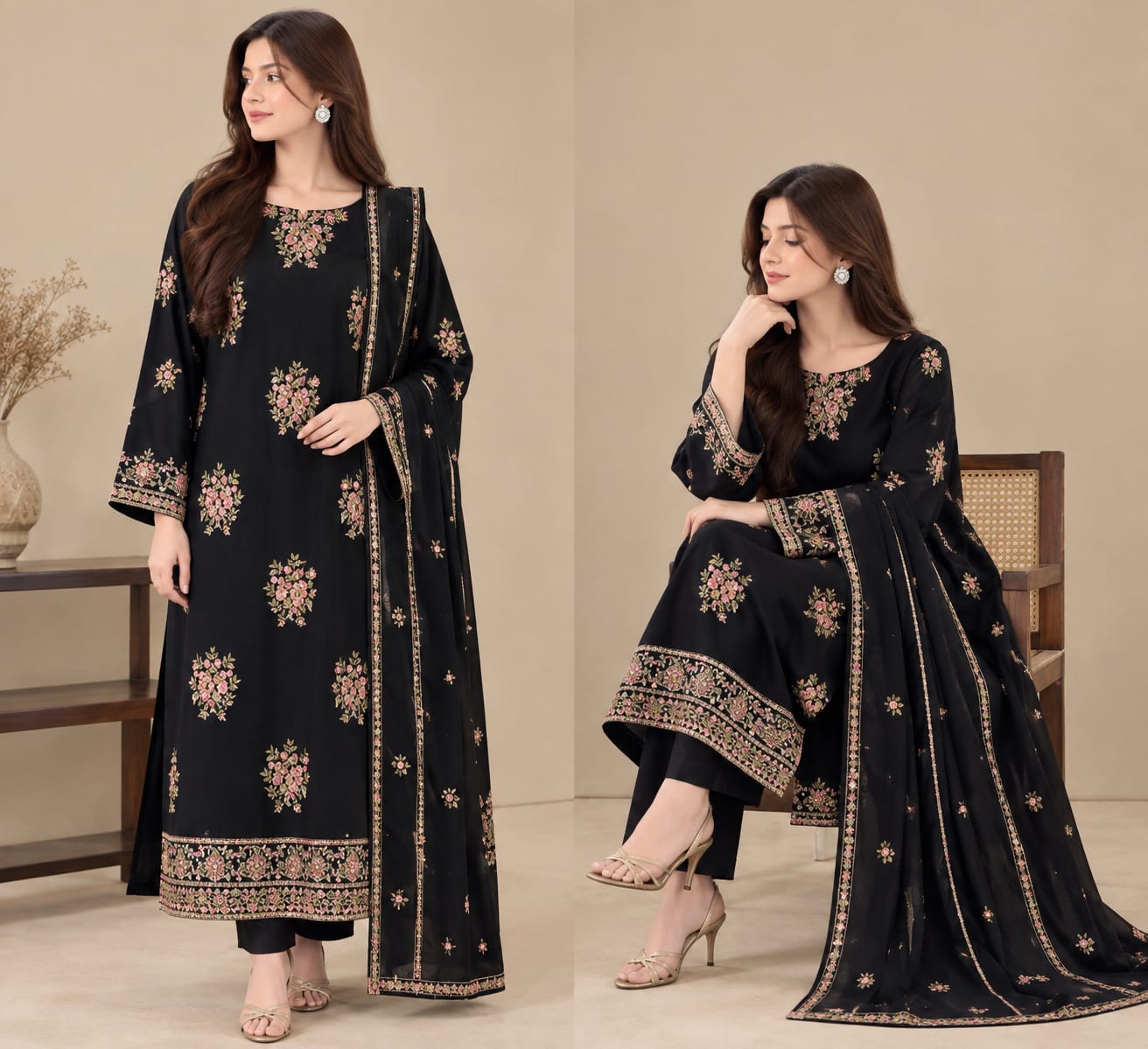 Nureh NF 3027 3PC Heavy Embroidered Dhanak Suit - image 13