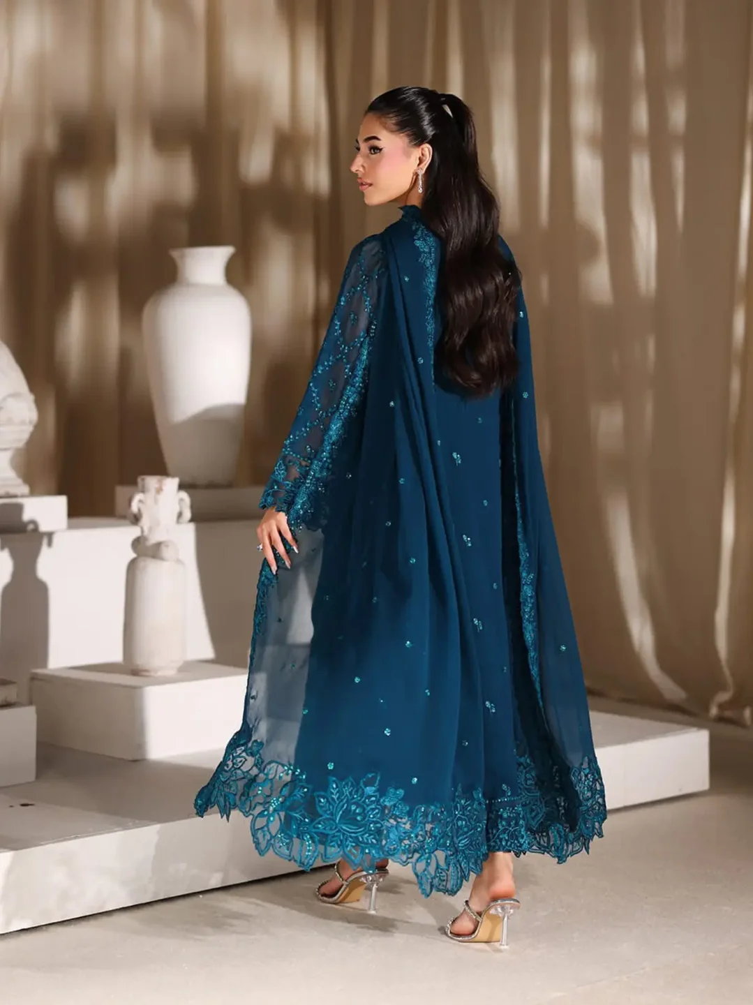 Ahmozi Presenting Azure Chiffon Collection Suit Details — clothing image 2