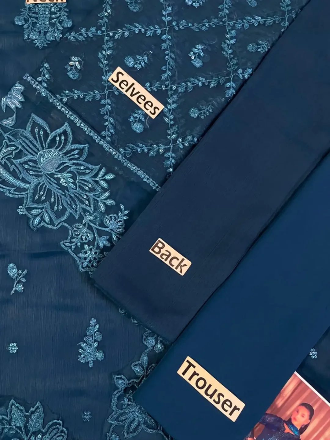 Ahmozi Presenting Azure Chiffon Collection Suit Details — clothing image 6
