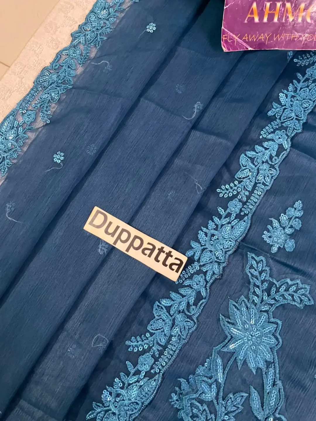 Ahmozi Presenting Azure Chiffon Collection Suit Details — clothing image 8