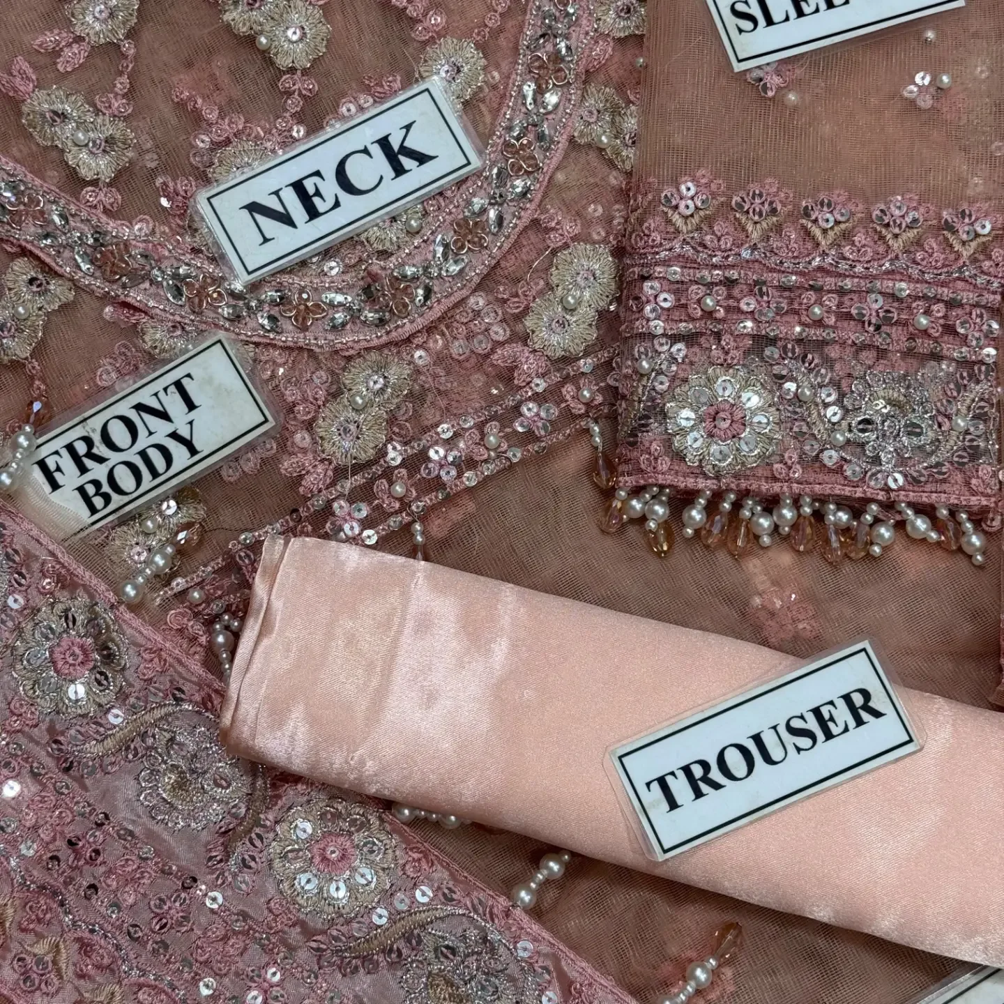 BRAND...MARIA B Unstitch Replica FABRIC NET Saree With SATIN — clothing image 5