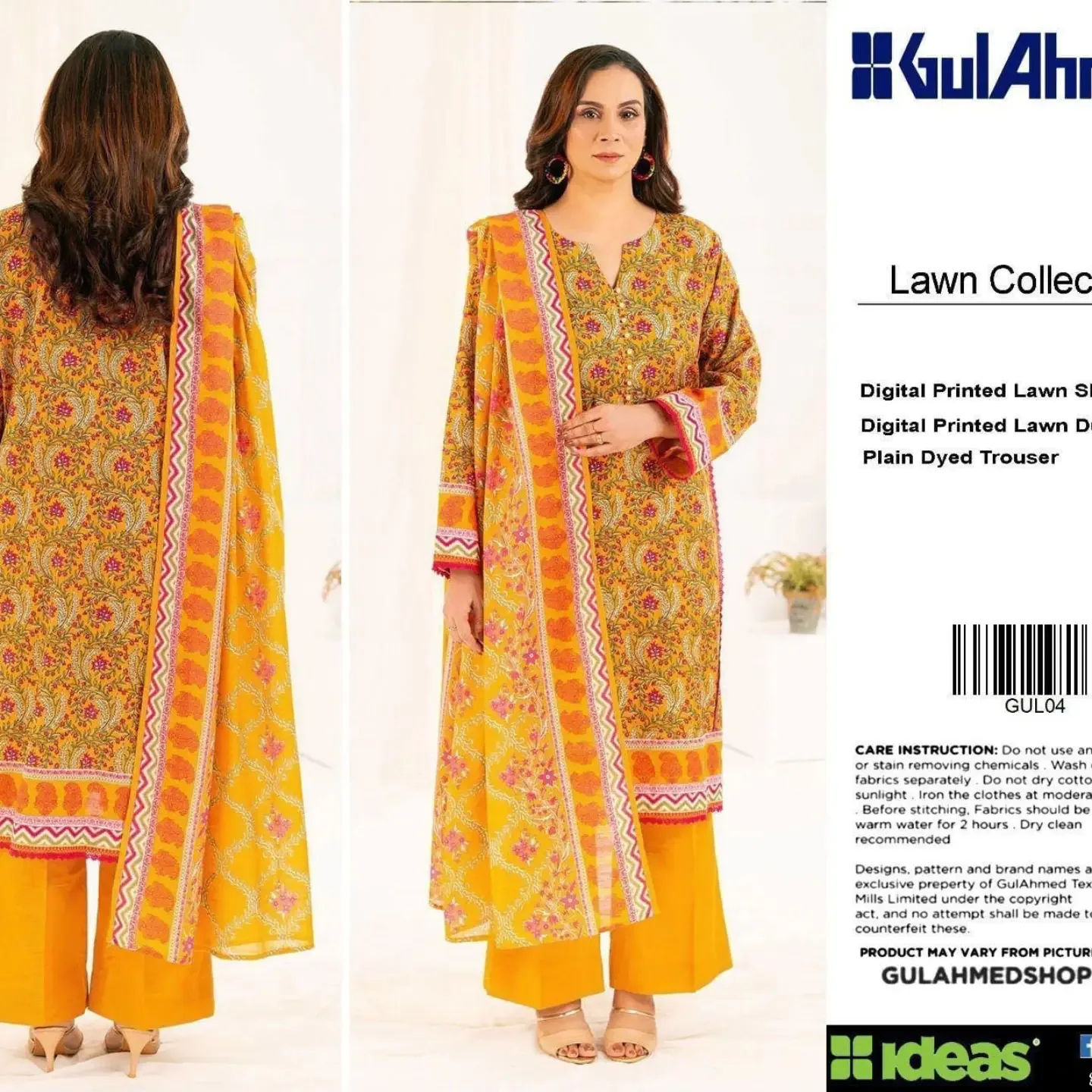 GUL-AHMED 3pc Unstitched Printed LAWN Collection Fabric LAWN — clothing image 4