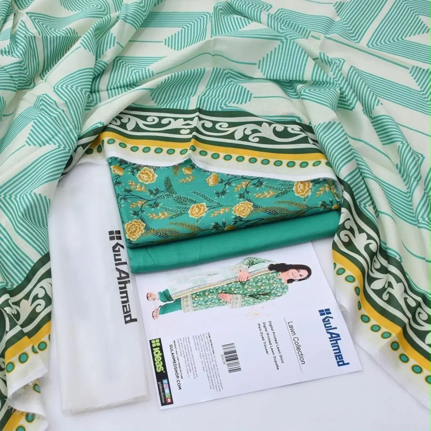GUL-AHMED 3pc Unstitched Printed LAWN Collection Fabric LAWN — clothing image 7