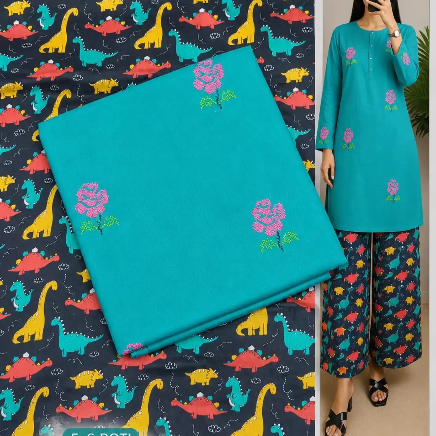 ( JANNAT ) Brand lawn 2pc Embroidered + Printed Collection F — clothing image 2