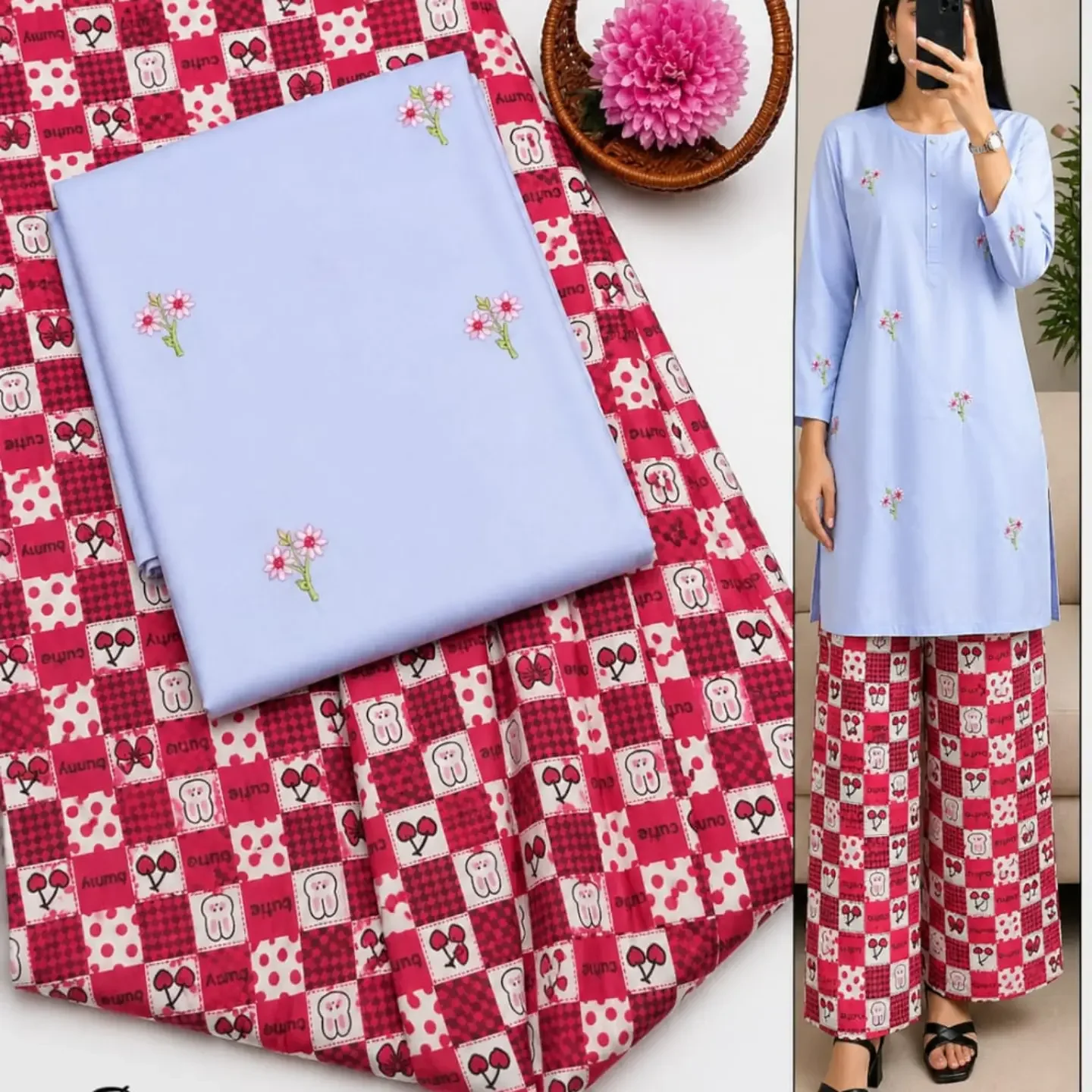 ( JANNAT ) Brand lawn 2pc Embroidered + Printed Collection F — clothing image 5