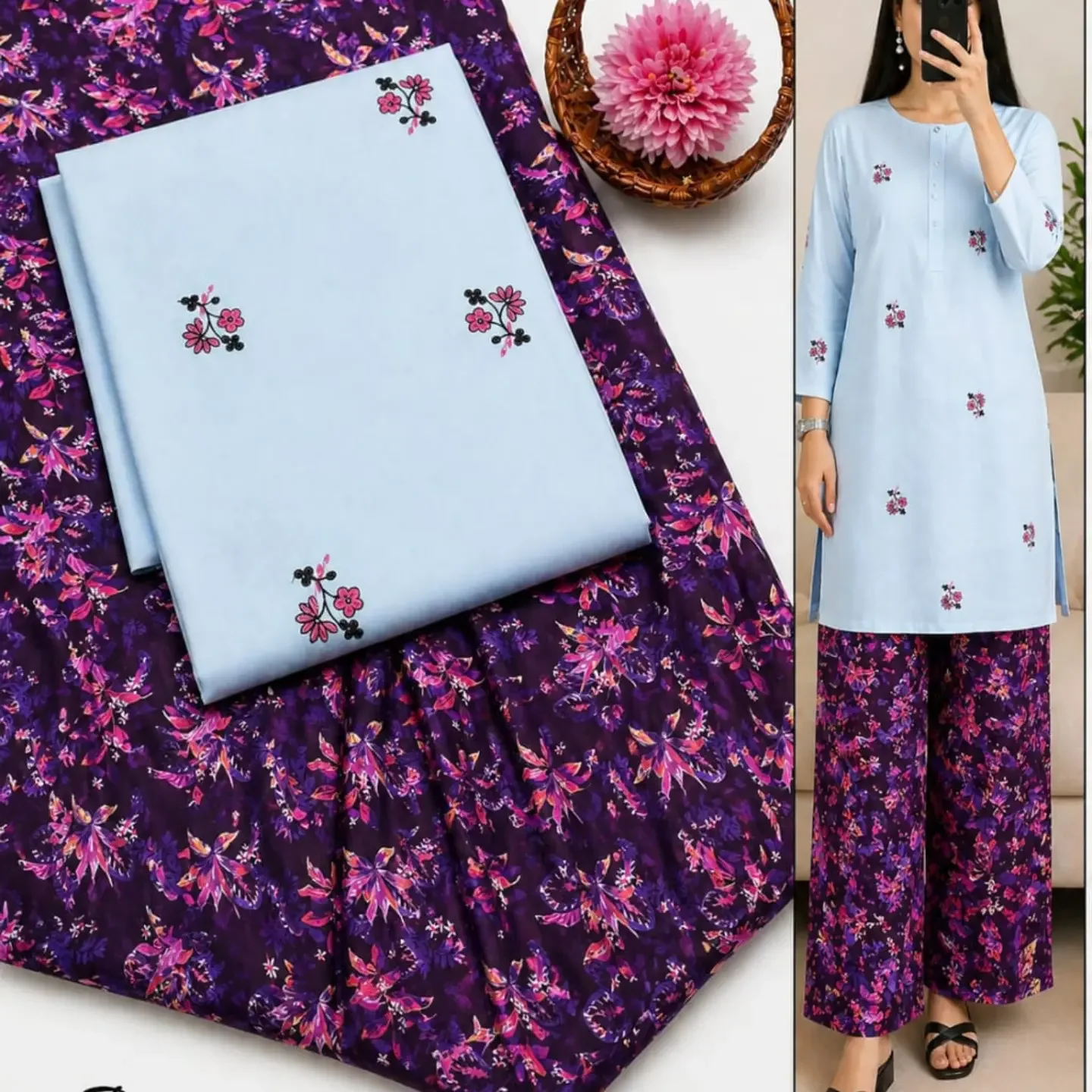 ( JANNAT ) Brand lawn 2pc Embroidered + Printed Collection F — clothing image 8