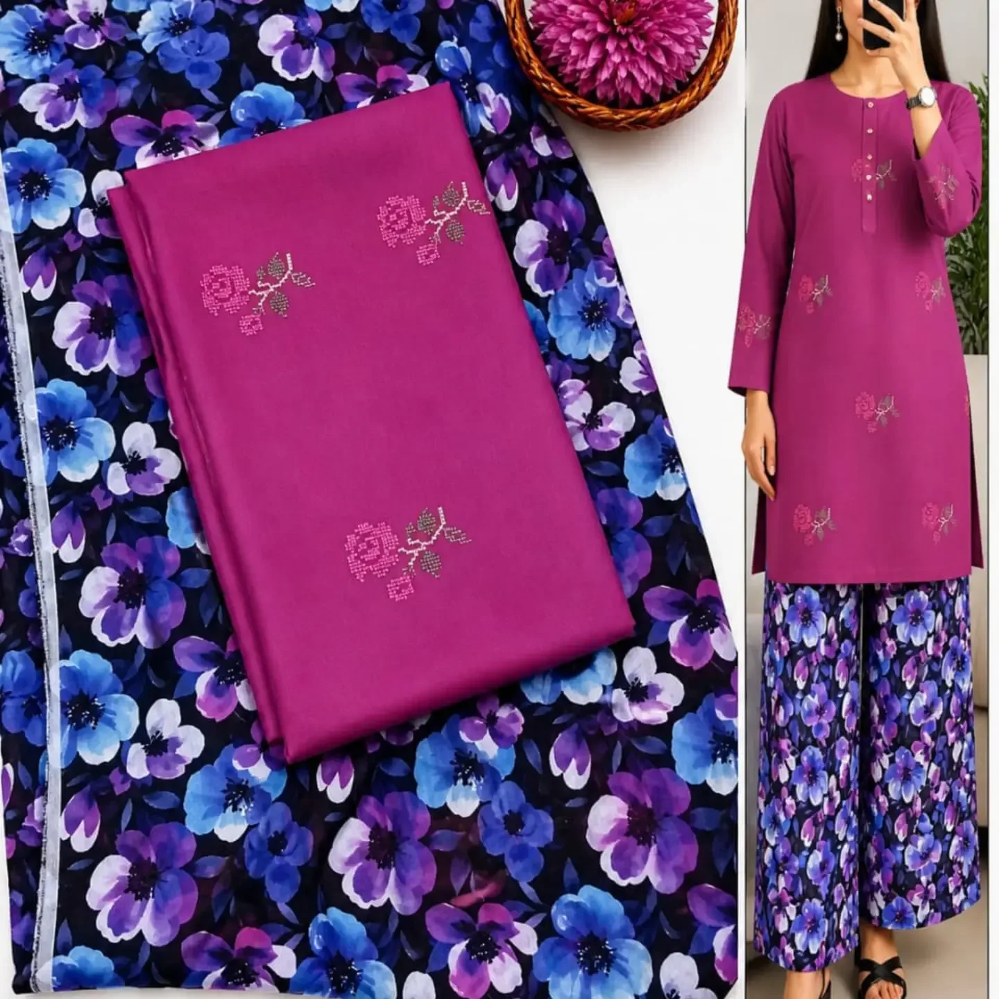 ( JANNAT ) Brand lawn 2pc Embroidered + Printed Collection F — clothing image 9