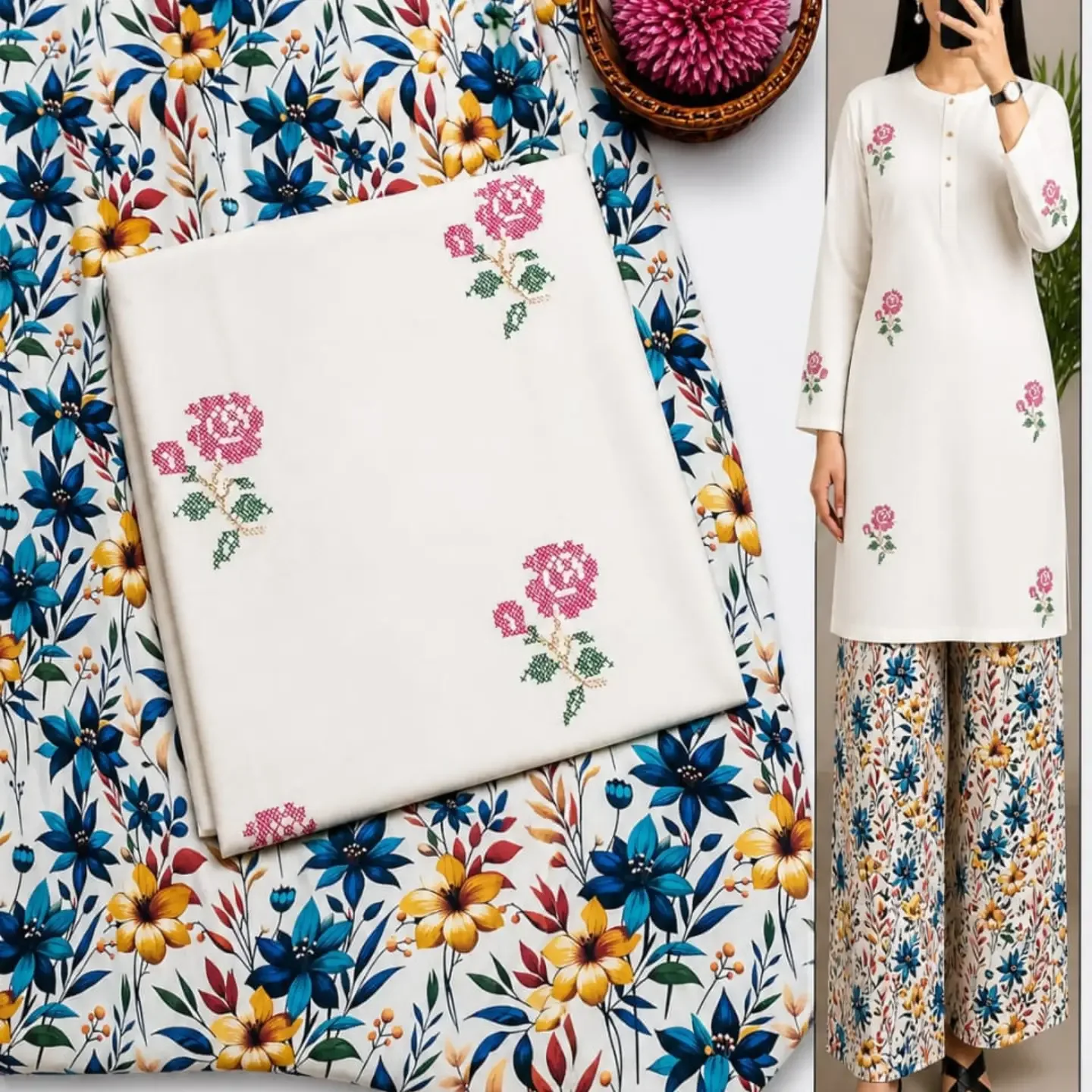 ( JANNAT ) Brand lawn 2pc Embroidered + Printed Collection F — clothing image 10