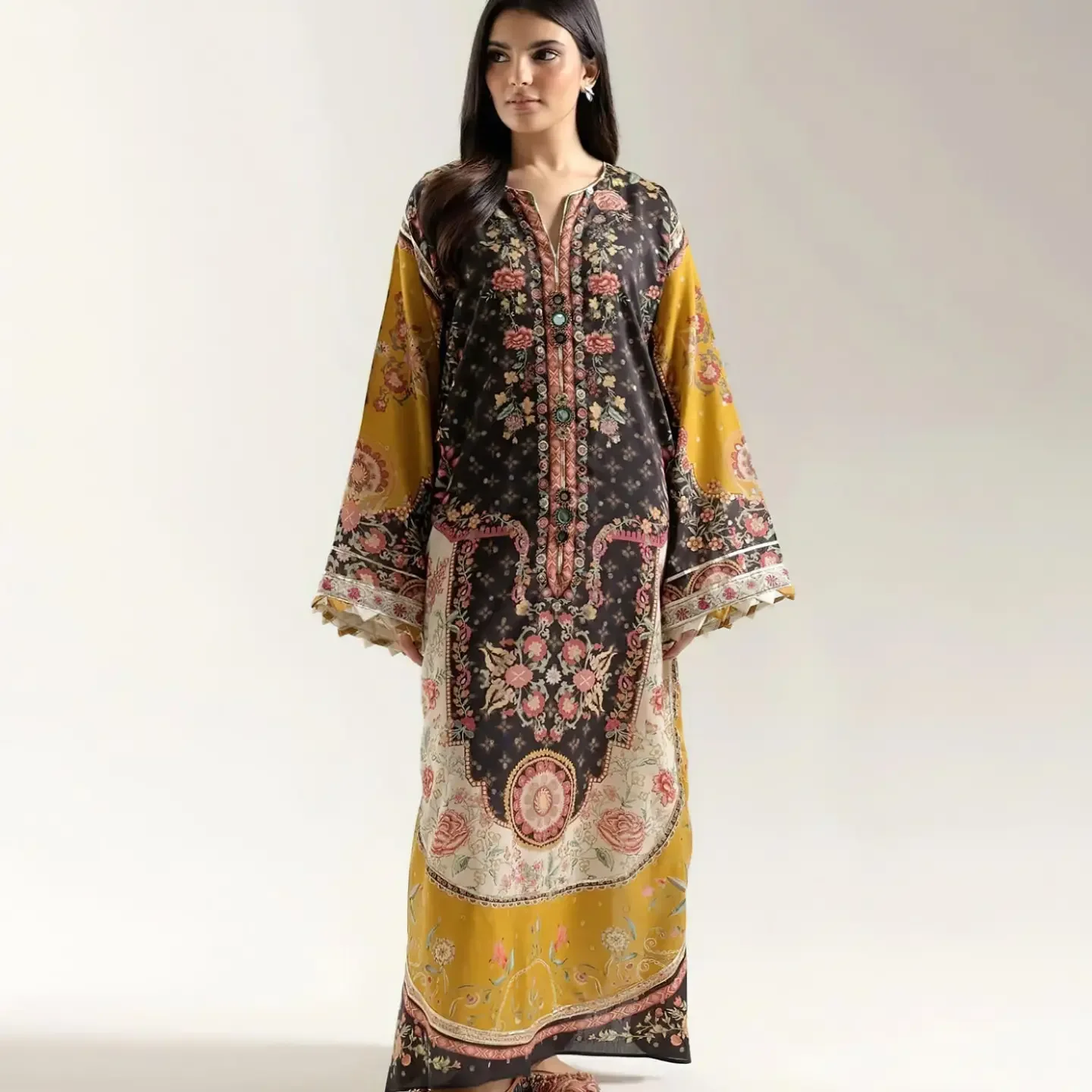 Kaftaan Style shirt Unstitched Fabric Linen Premium Viscos D — clothing image 6