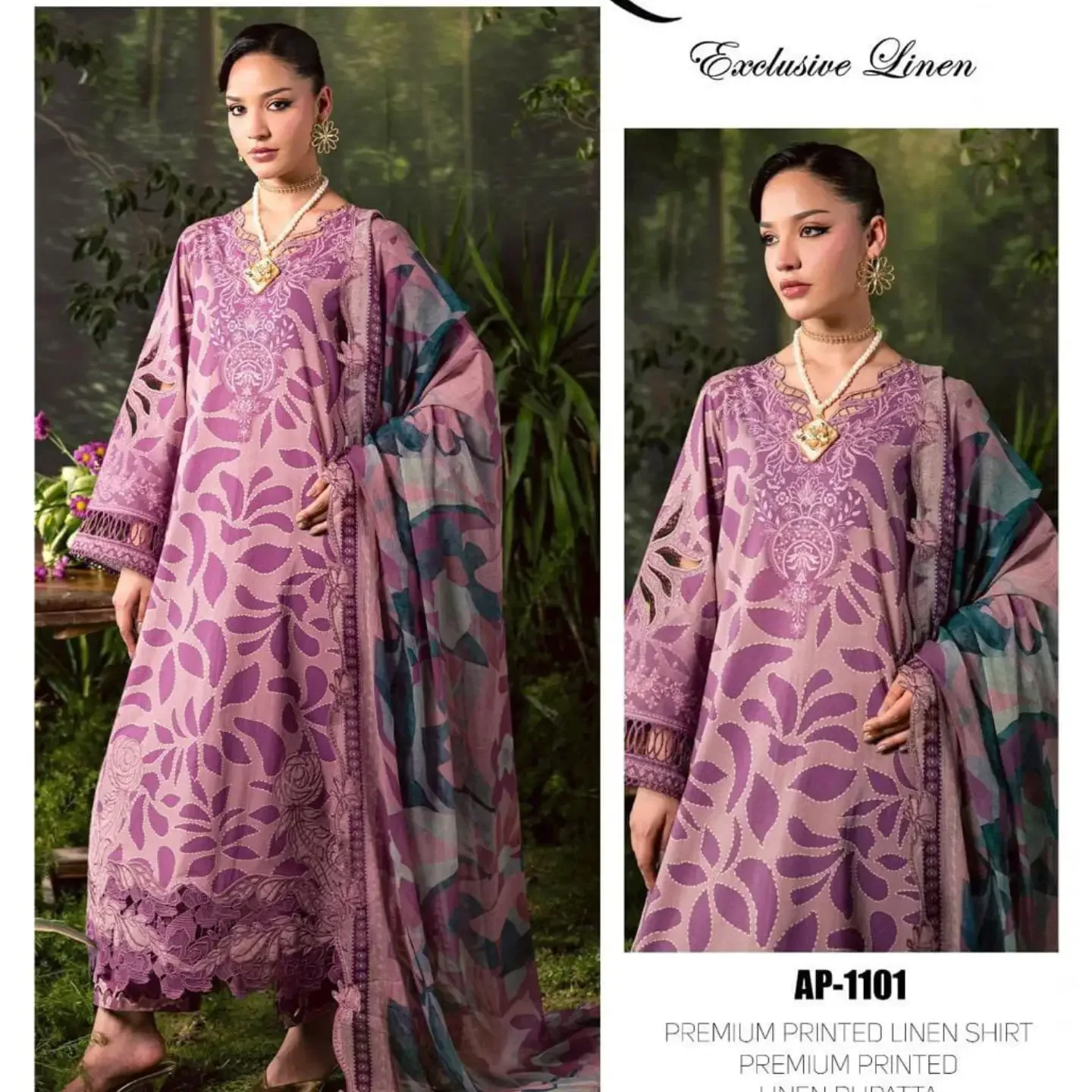 MARIA.B UN-STITCHED COLLECTION .3pc Printed LINEN Collection — clothing image 3