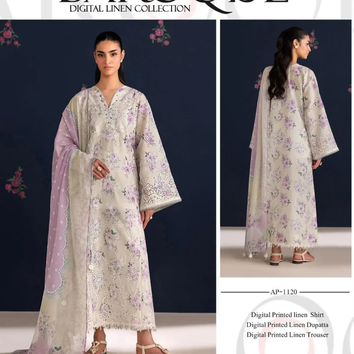 MARIA.B UN-STITCHED COLLECTION .3pc Printed LINEN Collection — clothing image 17