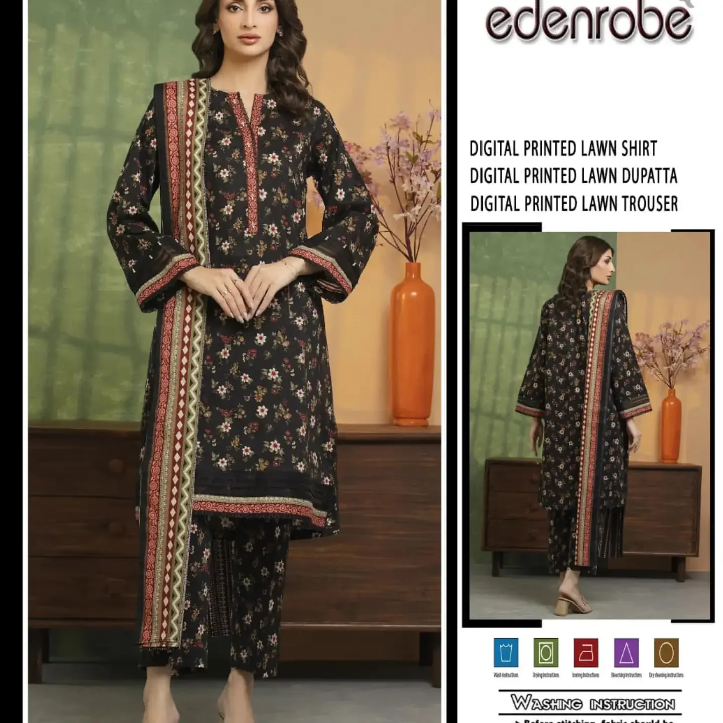 MIX BRAND 3pc Unstitched Printed LAWN Collection Fabric LAWN — clothing image 1