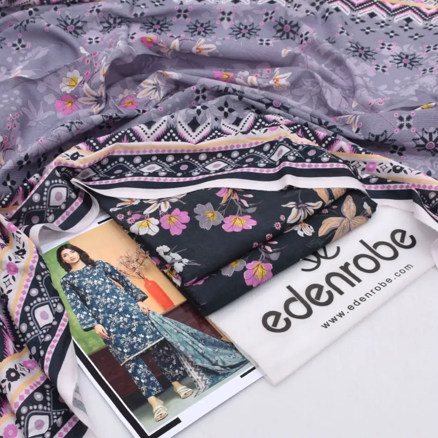 MIX BRAND 3pc Unstitched Printed LAWN Collection Fabric LAWN — clothing image 8