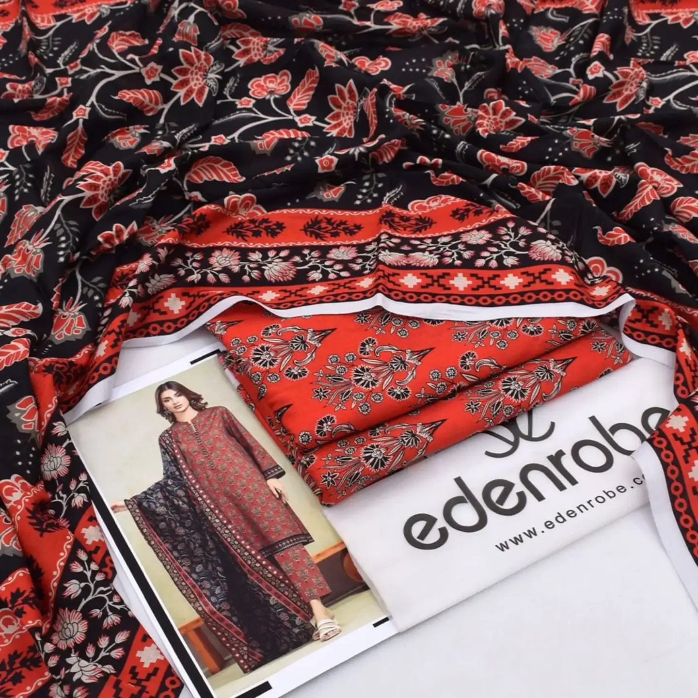 MIX BRAND 3pc Unstitched Printed LAWN Collection Fabric LAWN — clothing image 9