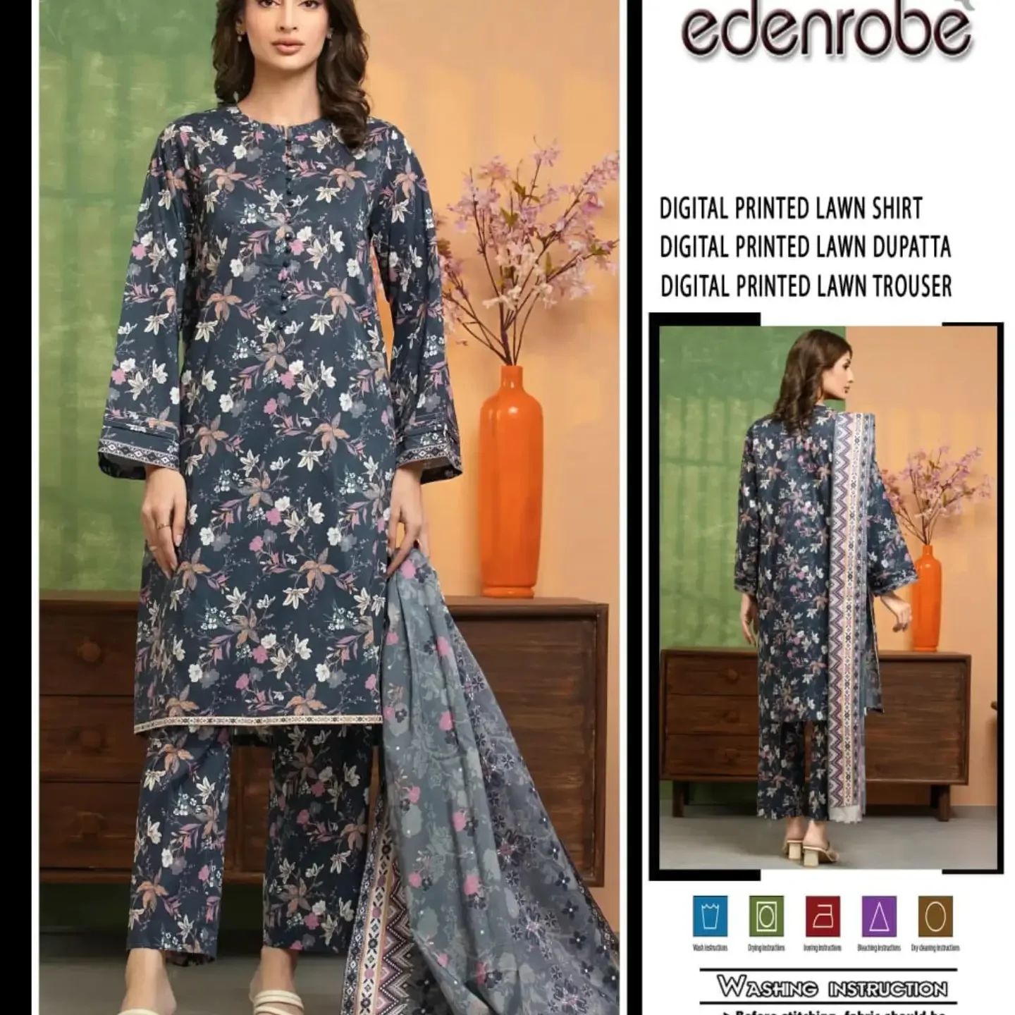 MIX BRAND 3pc Unstitched Printed LAWN Collection Fabric LAWN — clothing image 10