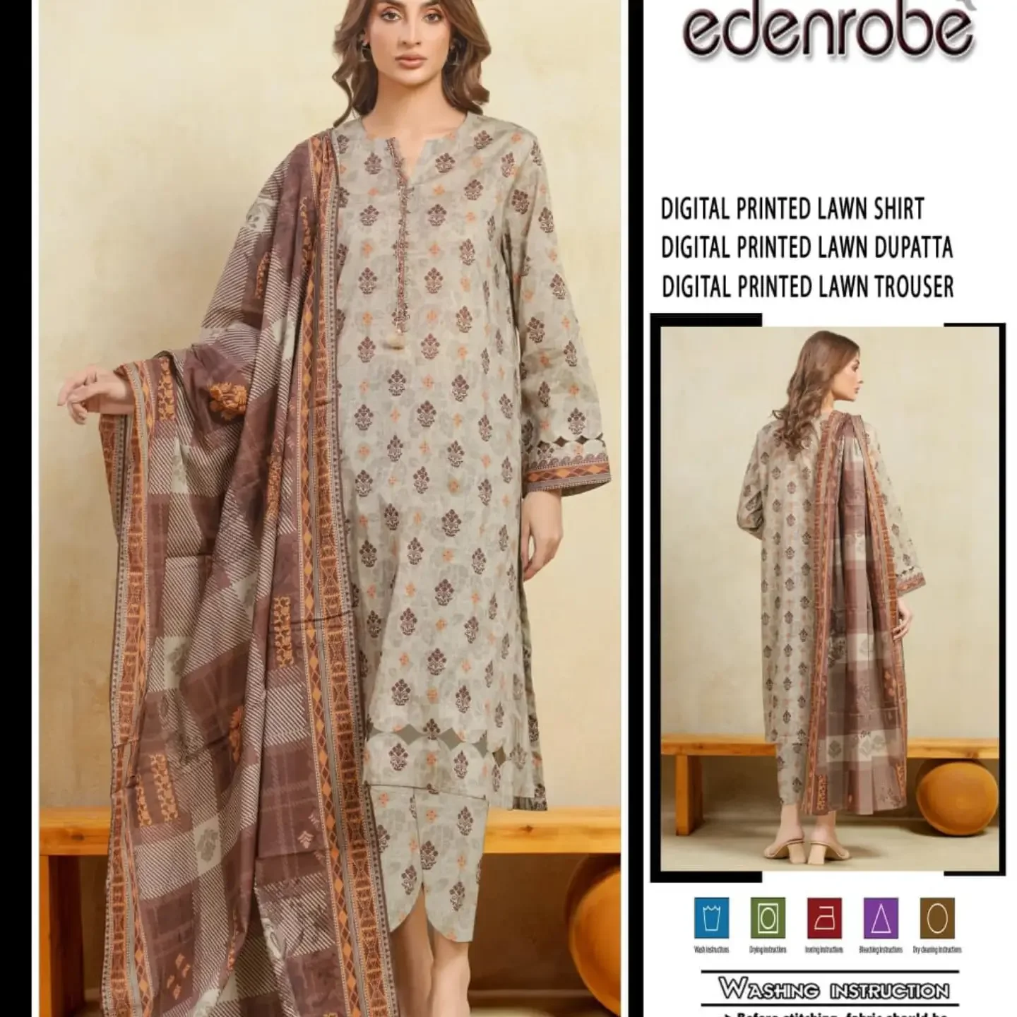 MIX BRAND 3pc Unstitched Printed LAWN Collection Fabric LAWN — clothing image 13