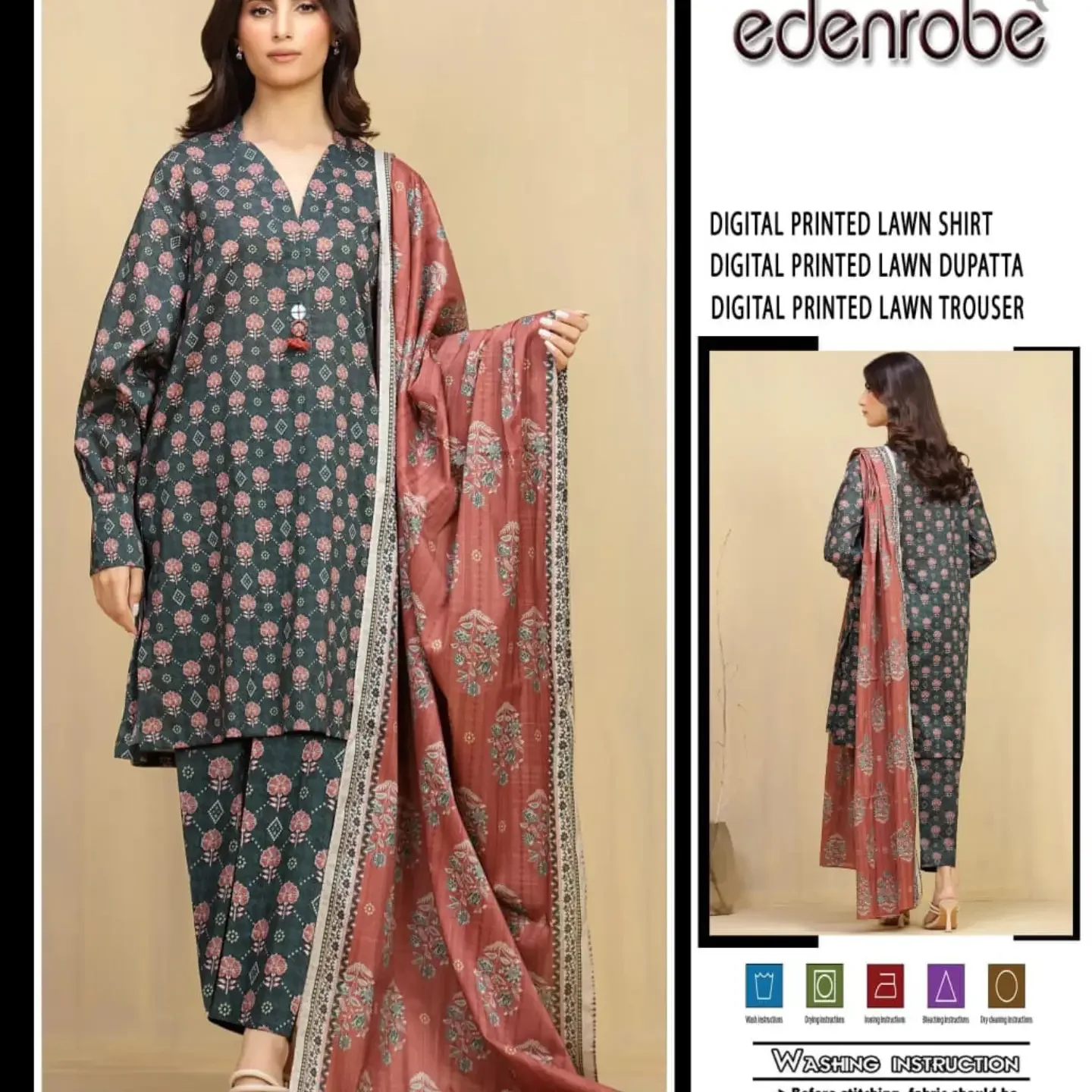 MIX BRAND 3pc Unstitched Printed LAWN Collection Fabric LAWN — clothing image 14