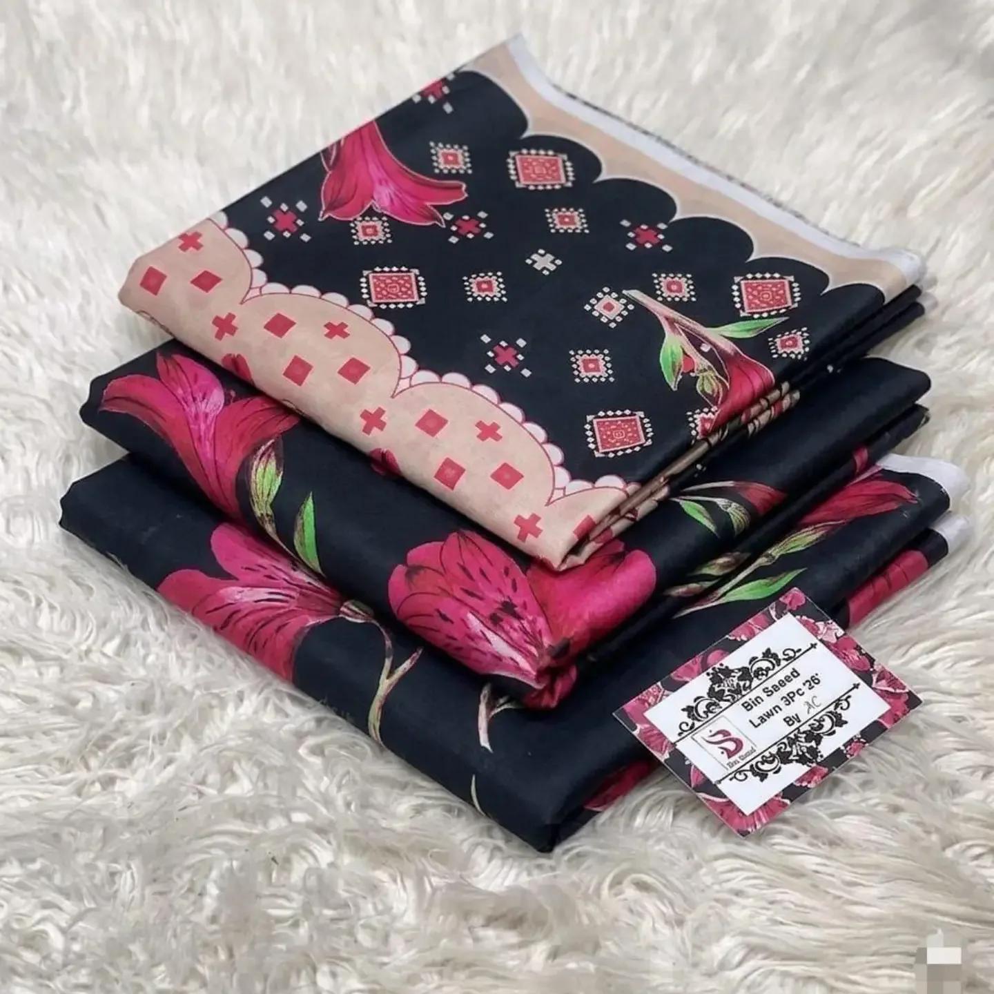 MIX BRAND 3pc Unstitched Printed LAWN Collection Fabric LAWN — clothing image 11