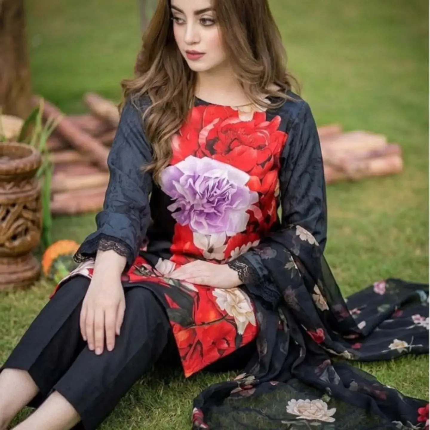 New Designs Alhamdulillah Tie N Die Digital printed 3pc Sham — clothing image 2
